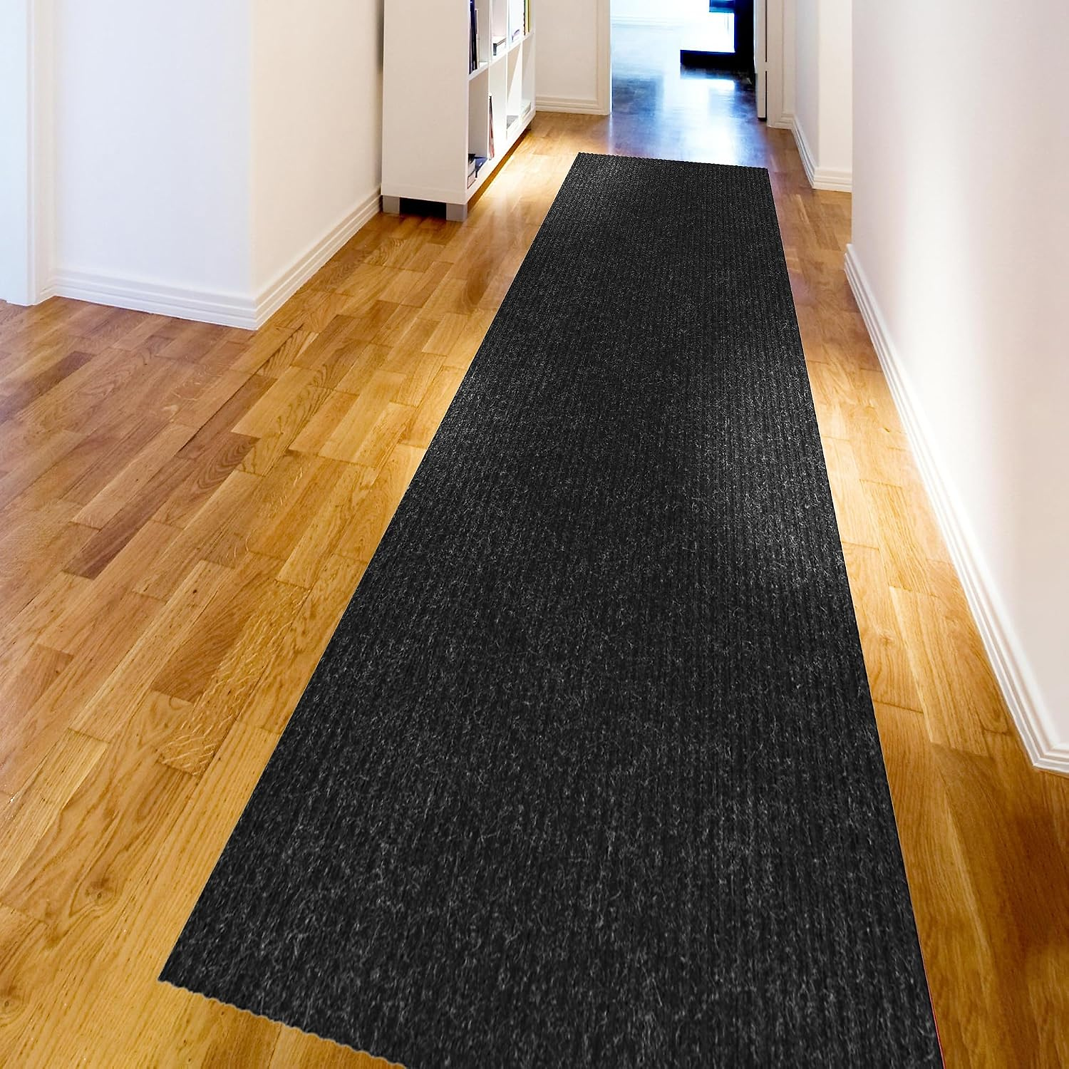 Ottomanson 2'7 x 25' Hallway Runner with Scraper Pile - Extra Durable Non-Slip Rug Mat for Indoor & Outdoor Use - Ideal for Kitchen. Entryway & Garage - High-Traffic Carpet. Black