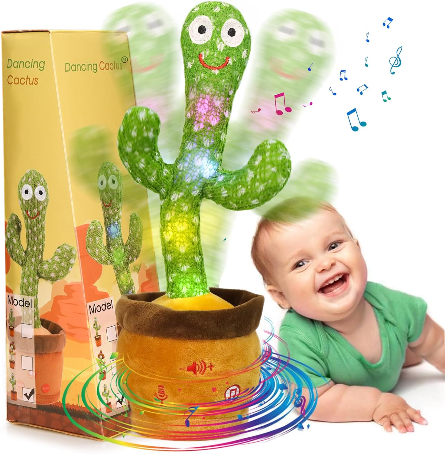 Emoin Talking Cactus Toy. Dancing Cactus Baby Toy | Mimicking Recording Repeating What You Say. Educational Interactive Baby Boys Girls Toys. Volume Adjustment