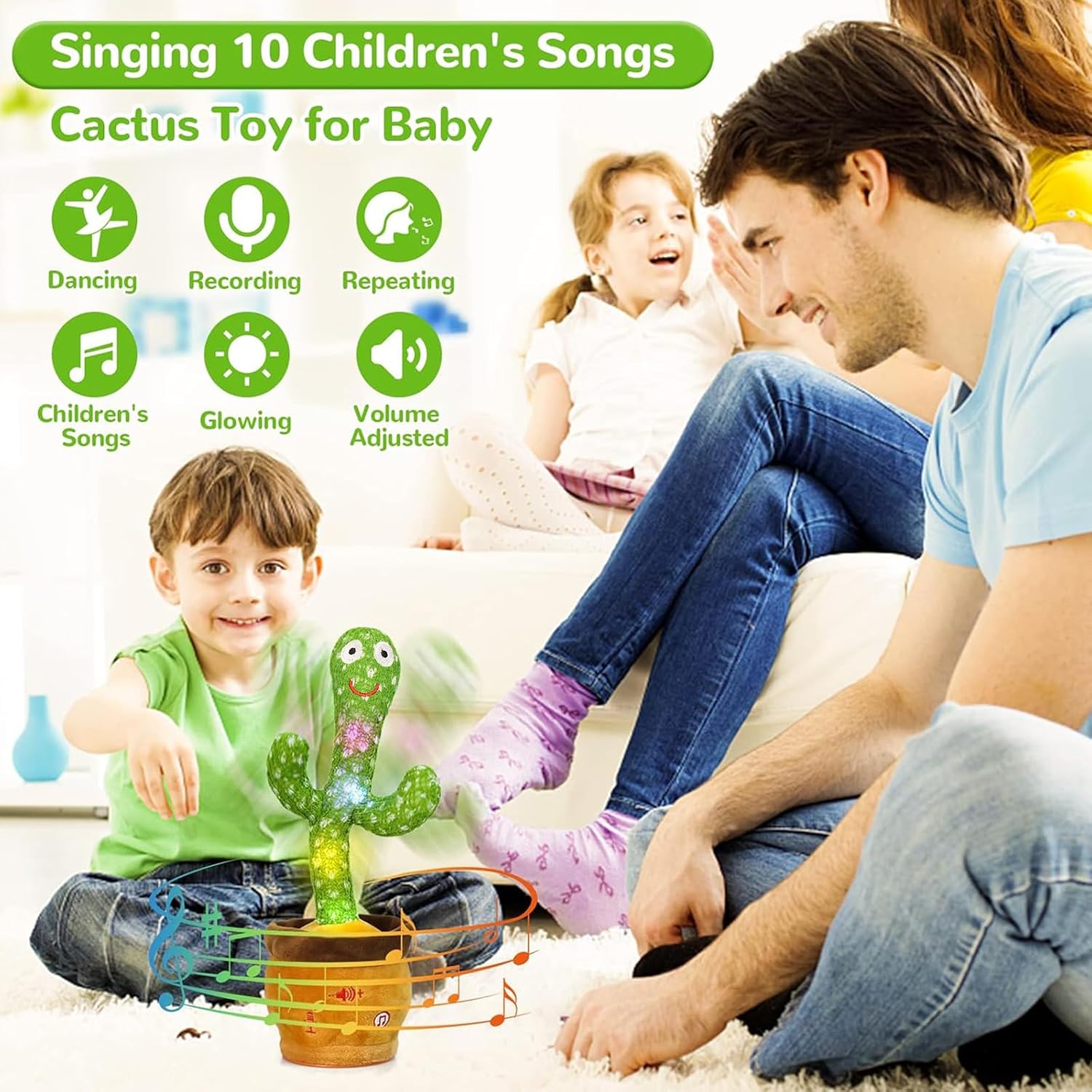Emoin Talking Cactus Toy. Dancing Cactus Baby Toy | Mimicking Recording Repeating What You Say. Educational Interactive Baby Boys Girls Toys. Volume Adjustment