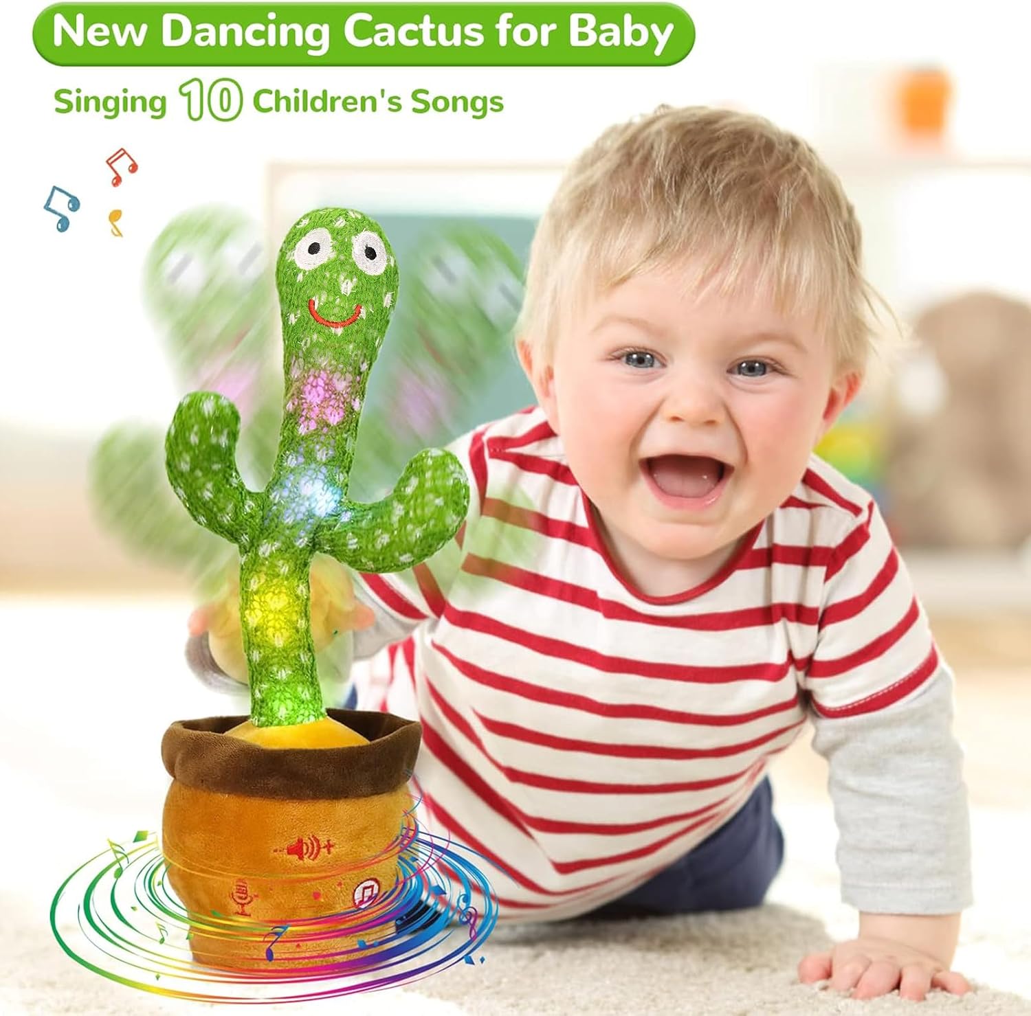 Emoin Talking Cactus Toy. Dancing Cactus Baby Toy | Mimicking Recording Repeating What You Say. Educational Interactive Baby Boys Girls Toys. Volume Adjustment