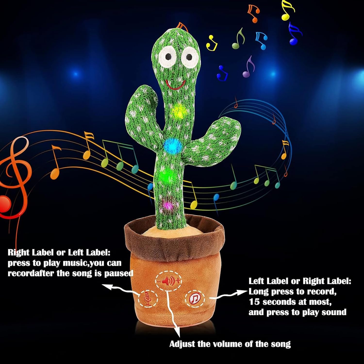 Emoin Talking Cactus Toy. Dancing Cactus Baby Toy | Mimicking Recording Repeating What You Say. Educational Interactive Baby Boys Girls Toys. Volume Adjustment