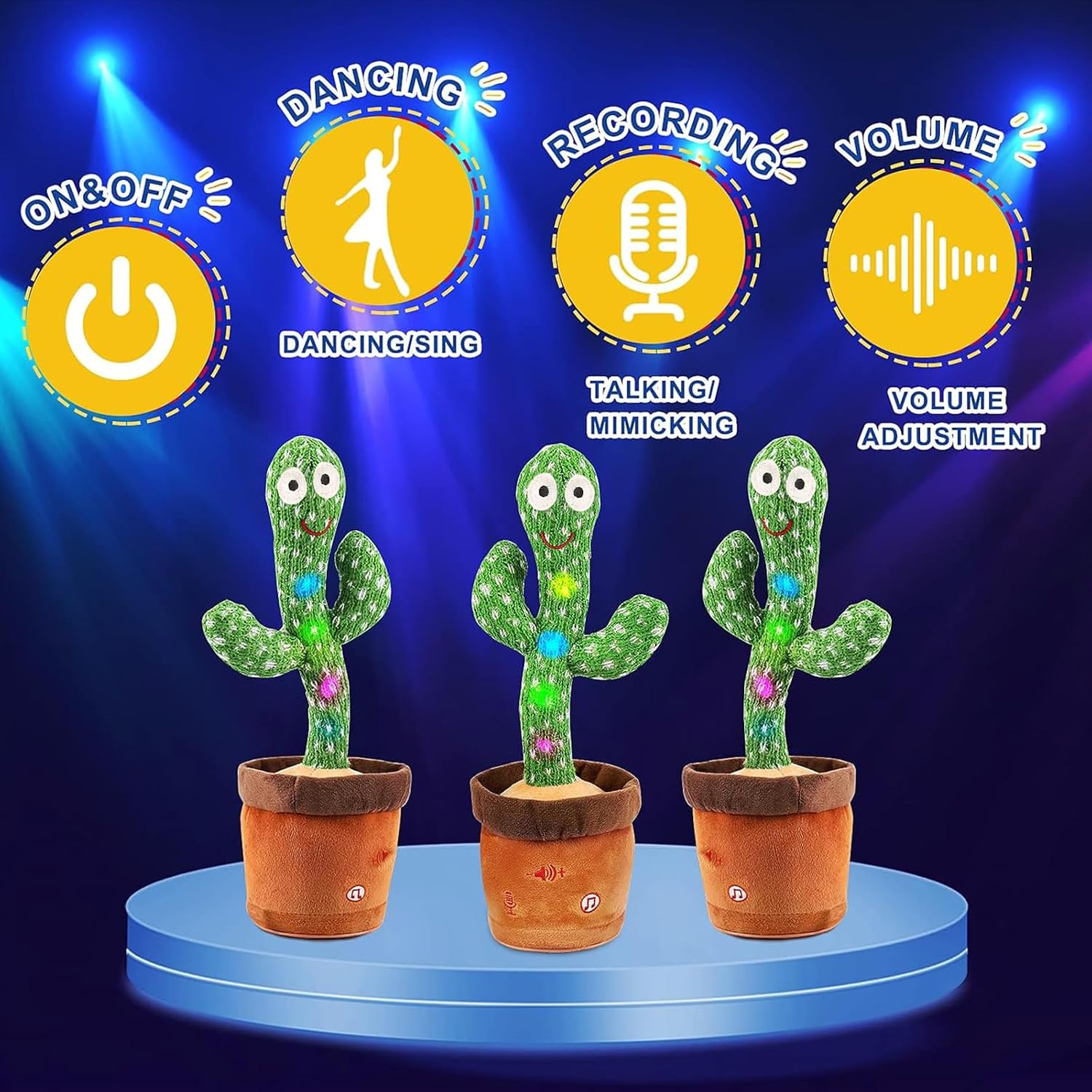 Emoin Talking Cactus Toy. Dancing Cactus Baby Toy | Mimicking Recording Repeating What You Say. Educational Interactive Baby Boys Girls Toys. Volume Adjustment