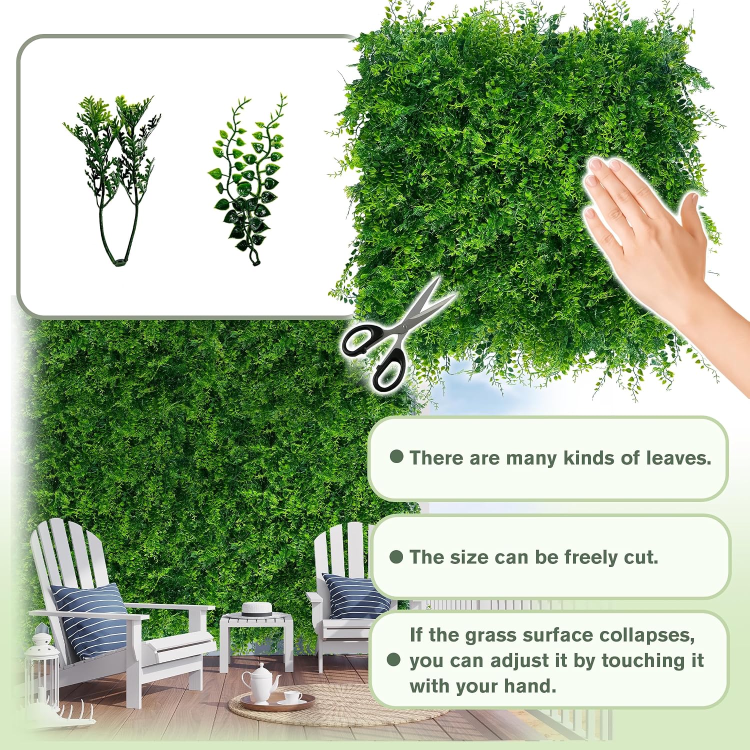 DOPGIB 72x128 (64 SQFT) Greenery Faux Grass Wall Hedge Backdrop | UV Resistant Green Leaves Faux. Garden Indoor Outdoor Home Decor. Artificial Hedge Vine Backdrop Fence Covering Privacy