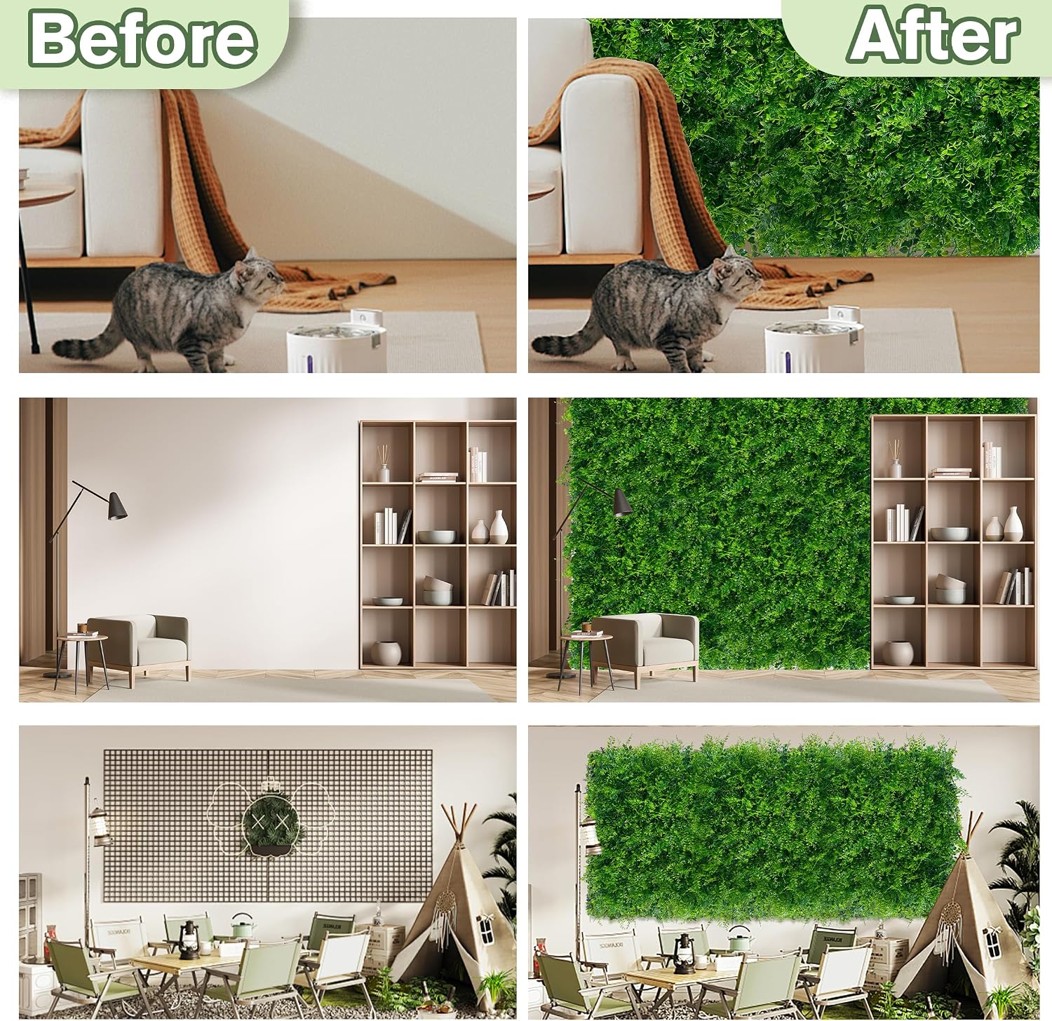 DOPGIB 72x128 (64 SQFT) Greenery Faux Grass Wall Hedge Backdrop | UV Resistant Green Leaves Faux. Garden Indoor Outdoor Home Decor. Artificial Hedge Vine Backdrop Fence Covering Privacy