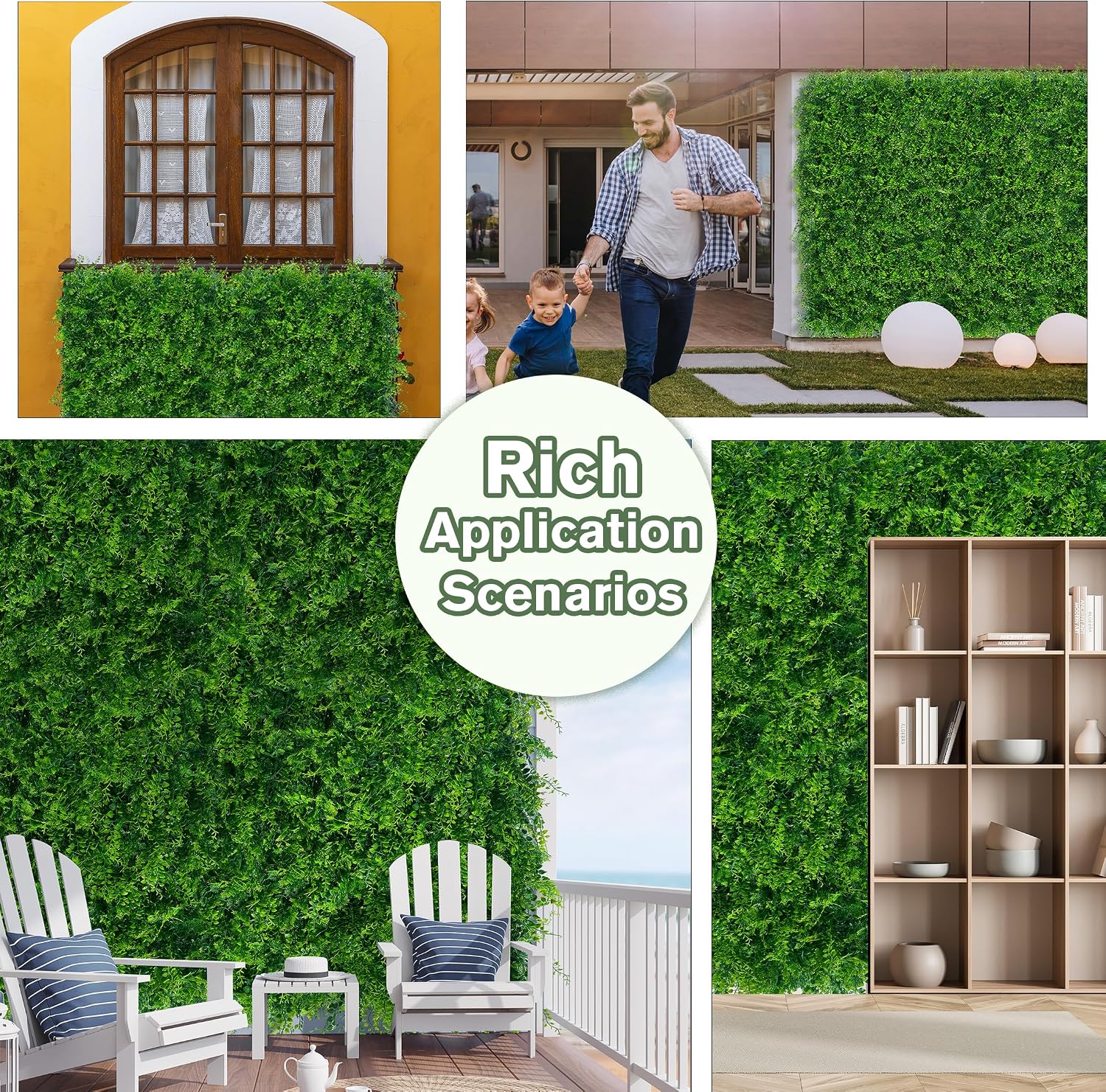 DOPGIB 72x128 (64 SQFT) Greenery Faux Grass Wall Hedge Backdrop | UV Resistant Green Leaves Faux. Garden Indoor Outdoor Home Decor. Artificial Hedge Vine Backdrop Fence Covering Privacy