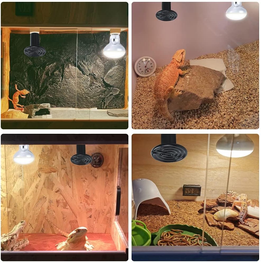 LUCKY HERP 100W Ceramic Heat Emitter. Reptile Heat Bulbs. Ceramic Heat Lamp for Reptiles. Amphibian. Chicken. Dog. Cat (2-Pack)