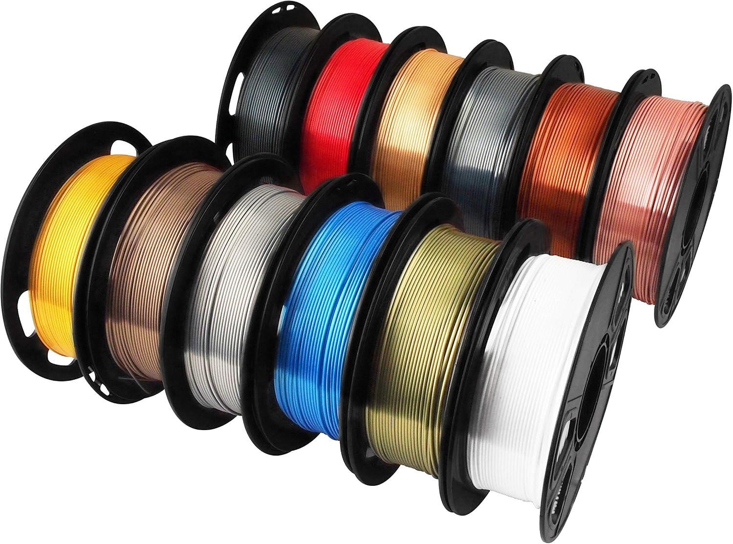 MIKA3D Shine Silk Metallic Gold PLA 3D Printer Filament Bundle 12 Spools Pack. 1.1lbs Spool 1.75mm Widely Compatible. 12 Popular Silk Shiny Gold Colors. with Extra One Bottle of Solid Stick Gift