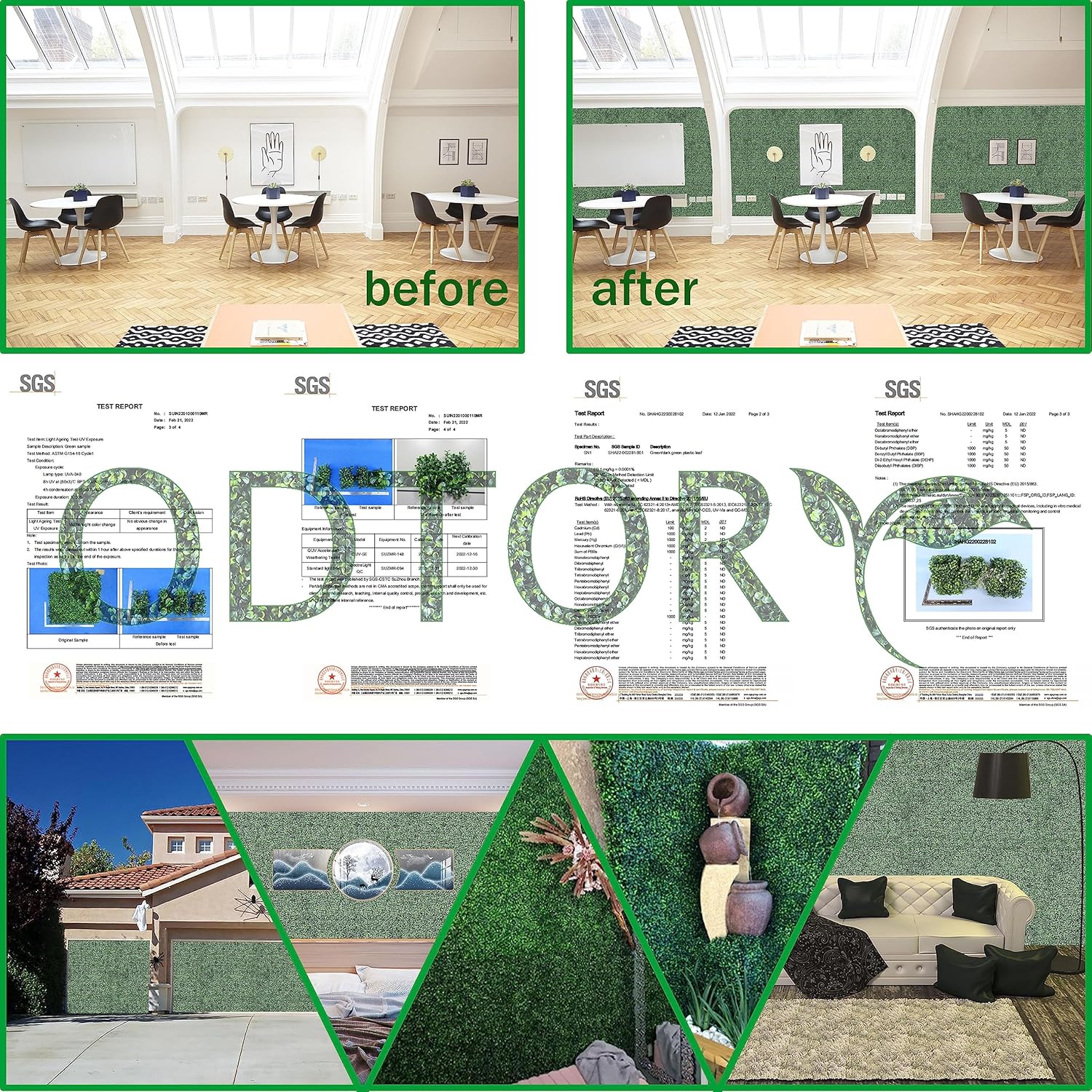 ODTORY Artificial Ivy Privacy Fence Wall Screen