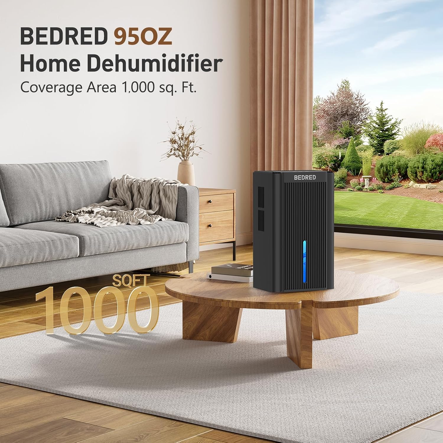 Amazon.com - BEDRED Dehumidifier. 95OZ Dehumidifier for Home 1000 sq ft - Quiet with Auto Shut Off & Relaxing 7 Color Ambient Light. Ideal for Livingroom. Bedroom. Basement (Black)