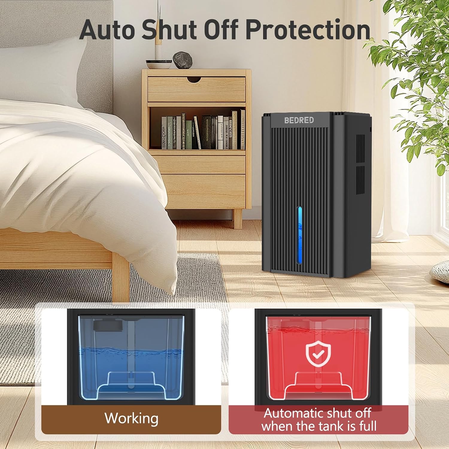 Amazon.com - BEDRED Dehumidifier. 95OZ Dehumidifier for Home 1000 sq ft - Quiet with Auto Shut Off & Relaxing 7 Color Ambient Light. Ideal for Livingroom. Bedroom. Basement (Black)