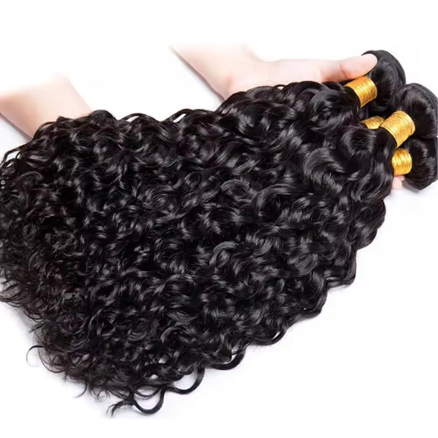 Deep Wave Human Hair Bundles 22 22 22 Inch 12A Unprocessed Brazilian Virgin Hair Deep Curly 3 Bundles Wet and Wave Hair Extensions Natural Color