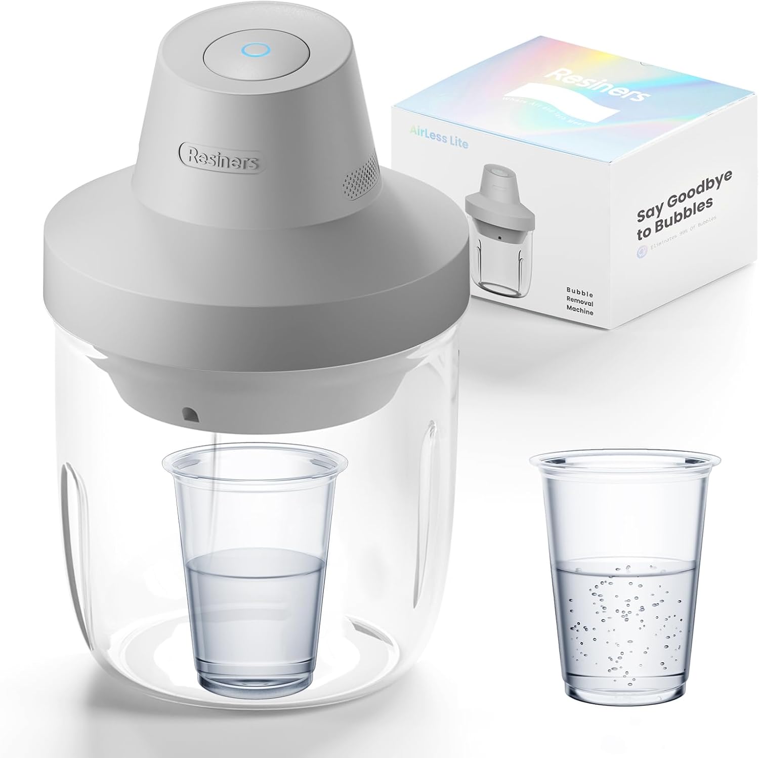 Resiners AirLess Lite Resin Bubble Remover. 95kPa Vacuum Degassing Chamber | Removes Resin Bubbles in 10 Minutes with 95kPa Vacuum Power. Compact. Ideal for Epoxy. UV Resin. Silicone. Jewelry Making
