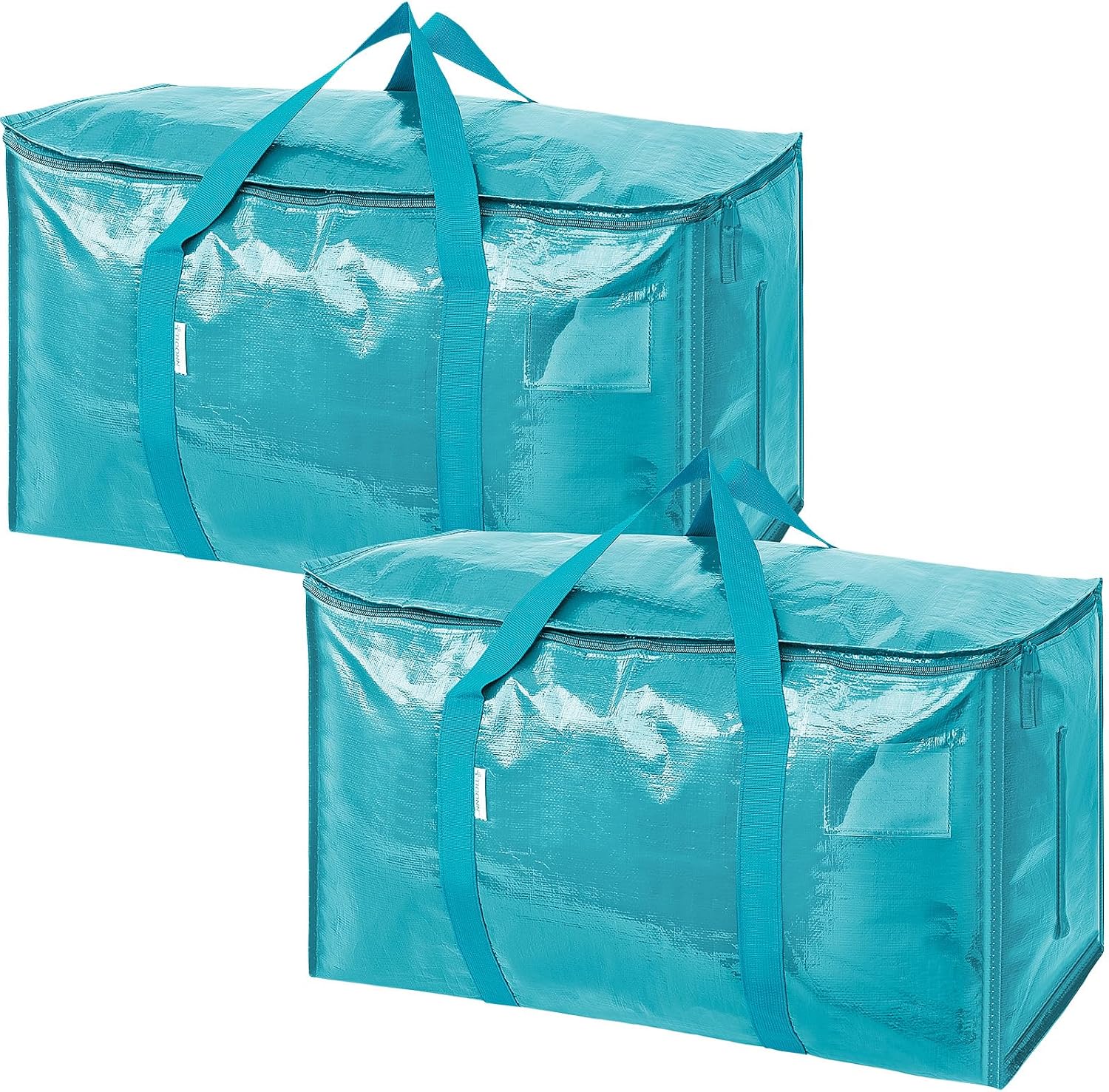 TICONN 2 Pack Extra Large Moving Bags Heavy Duty with Zippers & Carrying Handles. Durable Storage Bags Moving Boxes for Closet Organizers and Storage (2 Pack. Aqua)