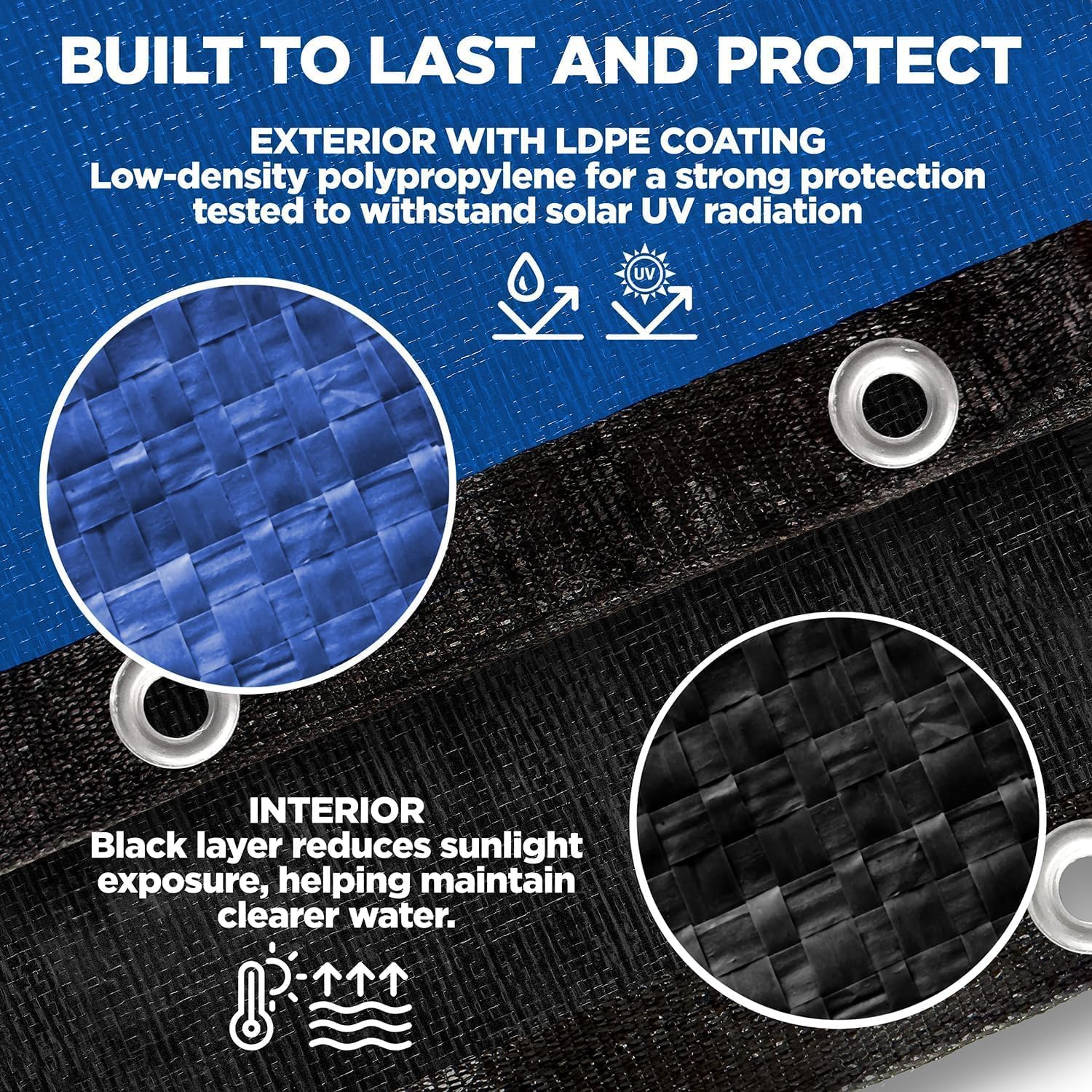 28 Ft Round Premium Heavy-Duty Winter Pool Cover - Royal Blue. Extra Thick and Durable. Tear-Proof. UV-Resistant. Reinforced Edges. All-Season Protection for Above Ground Pools