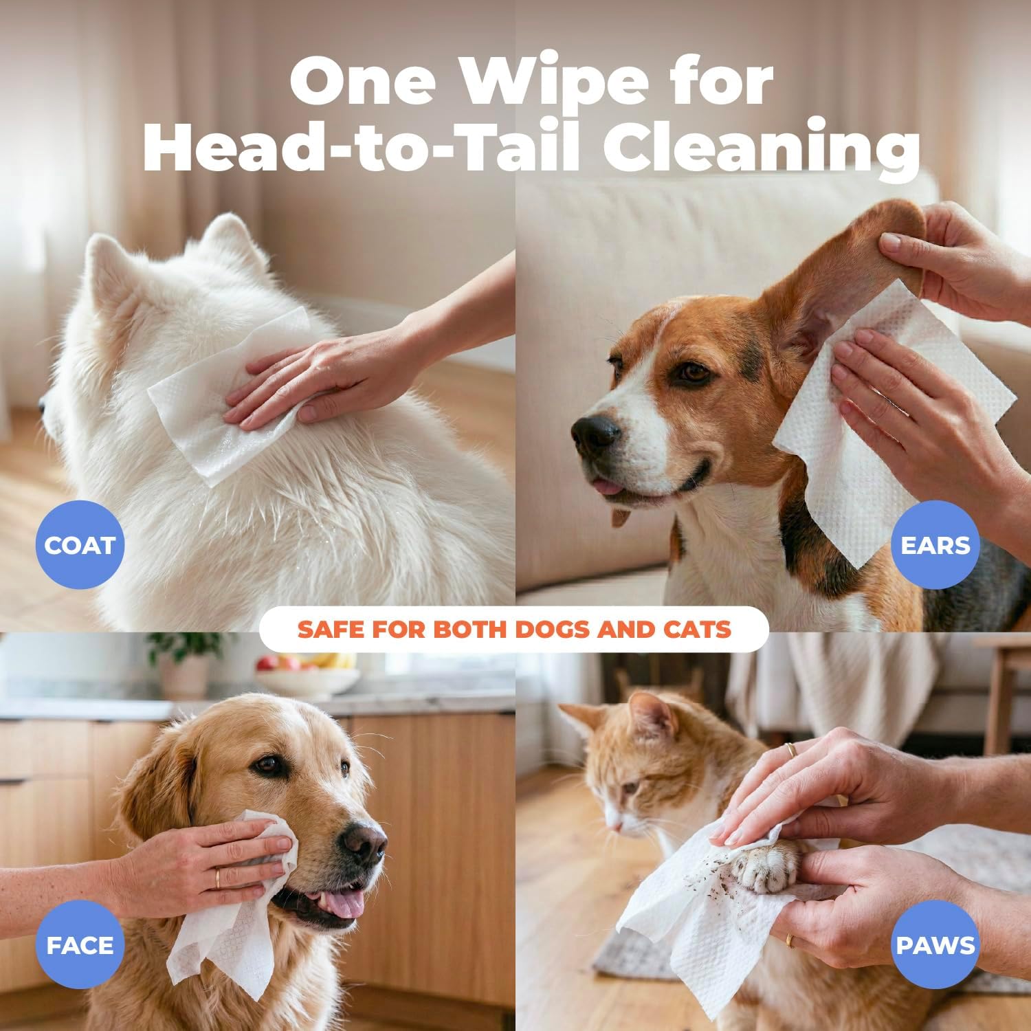 Best Pet Supplies Cleaning Dog Wipes - Refreshing Cucumber. 100 Count | Cucumber Scented. Large 8x9 Pet Wipes. Vitamin E. Puppy & Cat Safe. Gentle Grooming. Resealable Pouch Prevents Drying