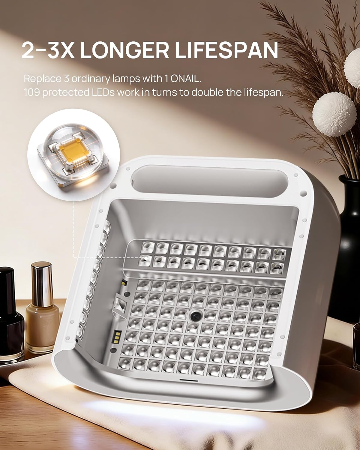 AI UV LED Nail Lamp for Gel Nails - O NAIL AI Smart Precision Scan Reduces UV Exposure. 109 LED Nail Dryer with HD Display. 2X Fast Curing Light for Salon & Home (Battery Not Included)