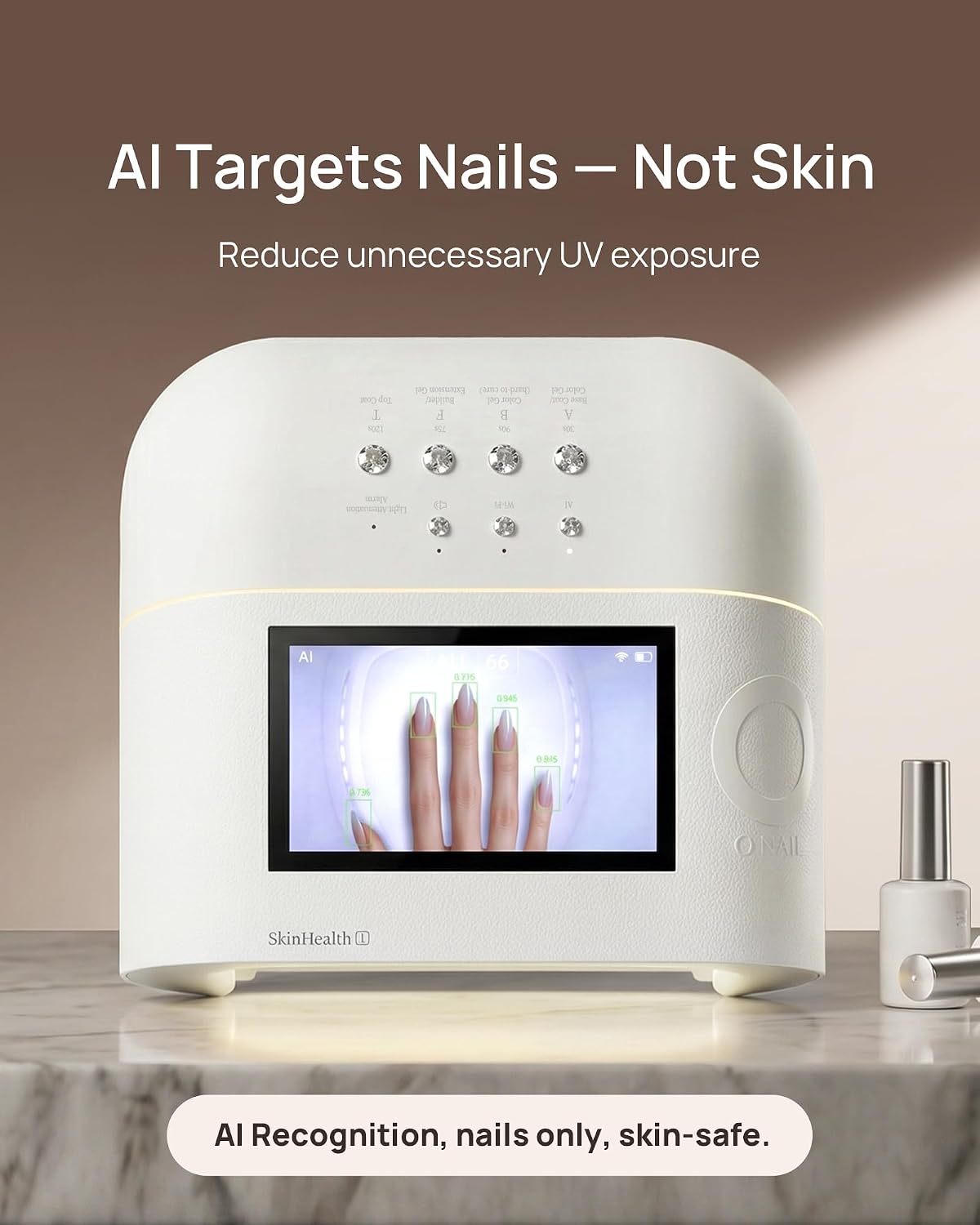AI UV LED Nail Lamp for Gel Nails - O NAIL AI Smart Precision Scan Reduces UV Exposure. 109 LED Nail Dryer with HD Display. 2X Fast Curing Light for Salon & Home (Battery Not Included)