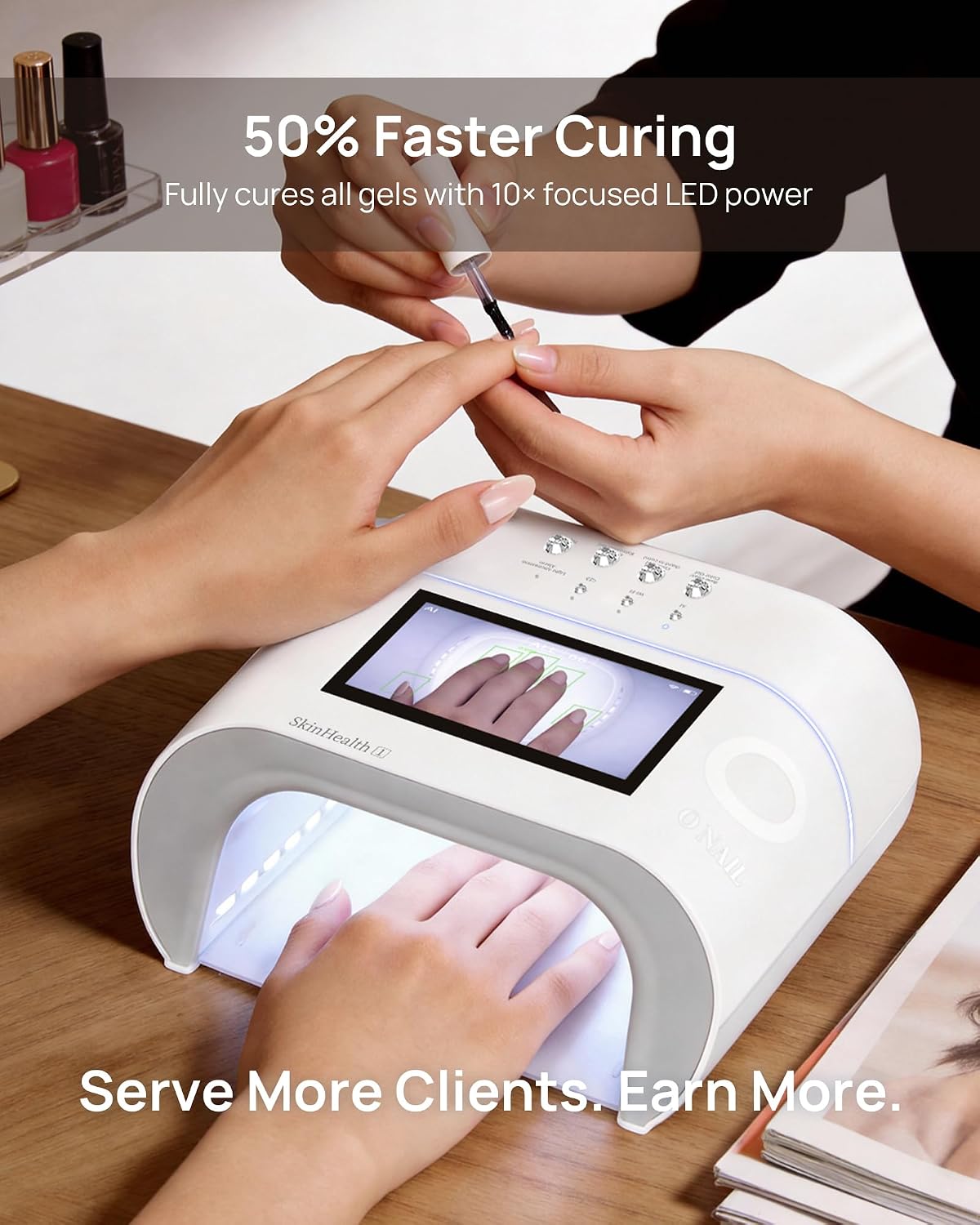 AI UV LED Nail Lamp for Gel Nails - O NAIL AI Smart Precision Scan Reduces UV Exposure. 109 LED Nail Dryer with HD Display. 2X Fast Curing Light for Salon & Home (Battery Not Included)