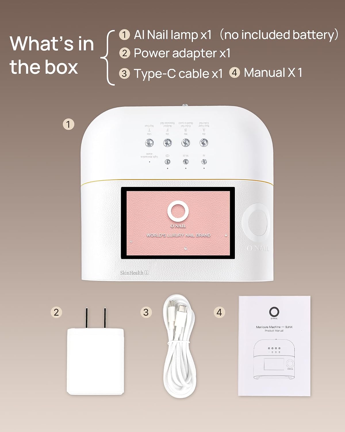 AI UV LED Nail Lamp for Gel Nails - O NAIL AI Smart Precision Scan Reduces UV Exposure. 109 LED Nail Dryer with HD Display. 2X Fast Curing Light for Salon & Home (Battery Not Included)