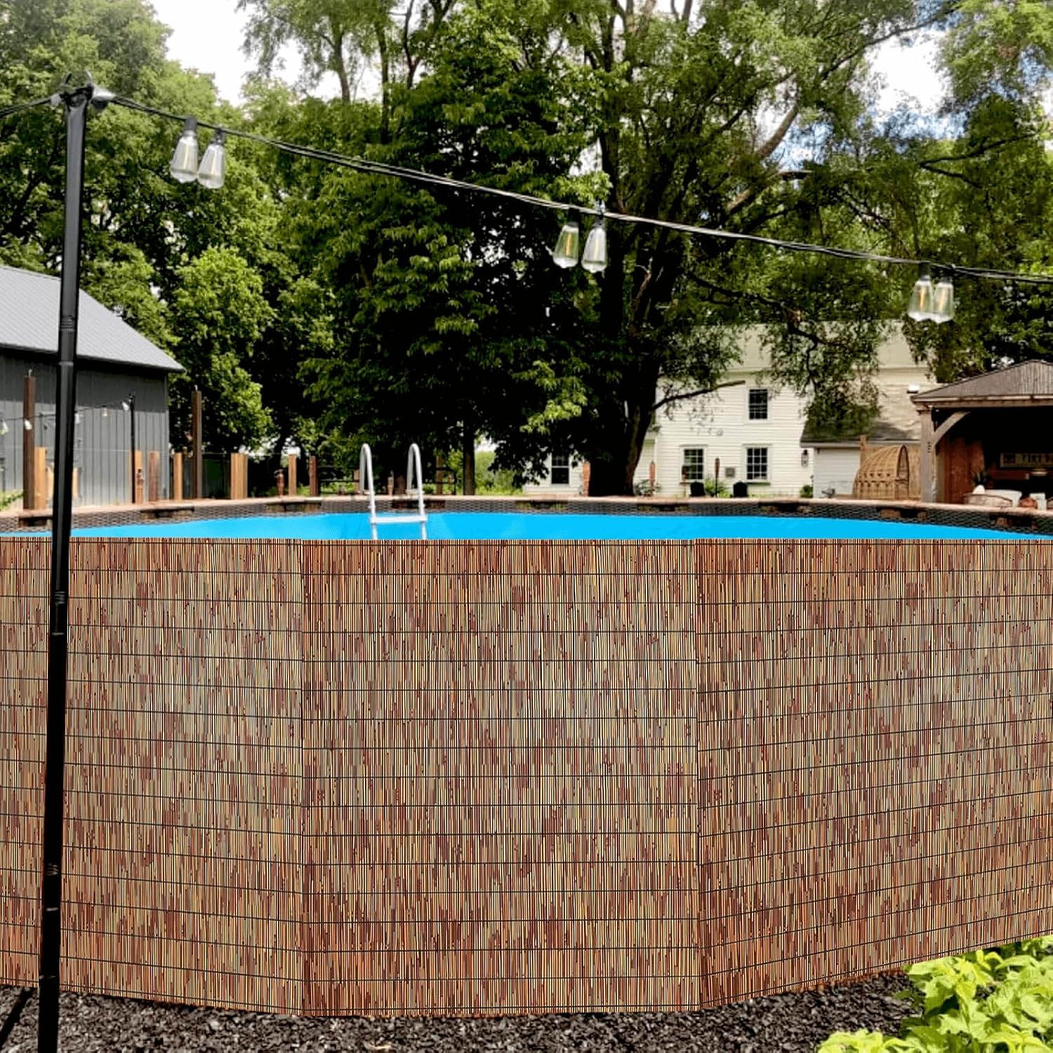 KOIUEYW Bamboo Reed Fencing. Light Russet Bamboo Fence Rolls 4 Feet High. Decorative Reed Screen Privacy Curtains for Patio Balcony Garden Backyard Outdoor. 4 x 16 FT (2 Pcs)