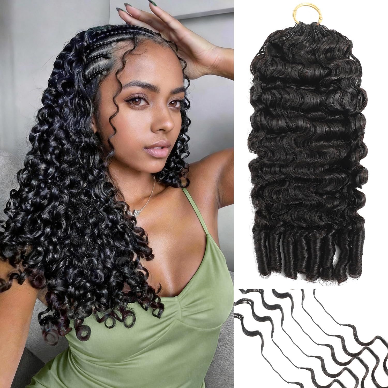 Human Crochet Hair for Black Women. Burmese Curly Crochet Human Hair.24 Inch 120g Pre-Separated Feather Invisible Miracle Knots Hair. Braiding Hair Extensions Soft Lightweight Reusable Natural Black