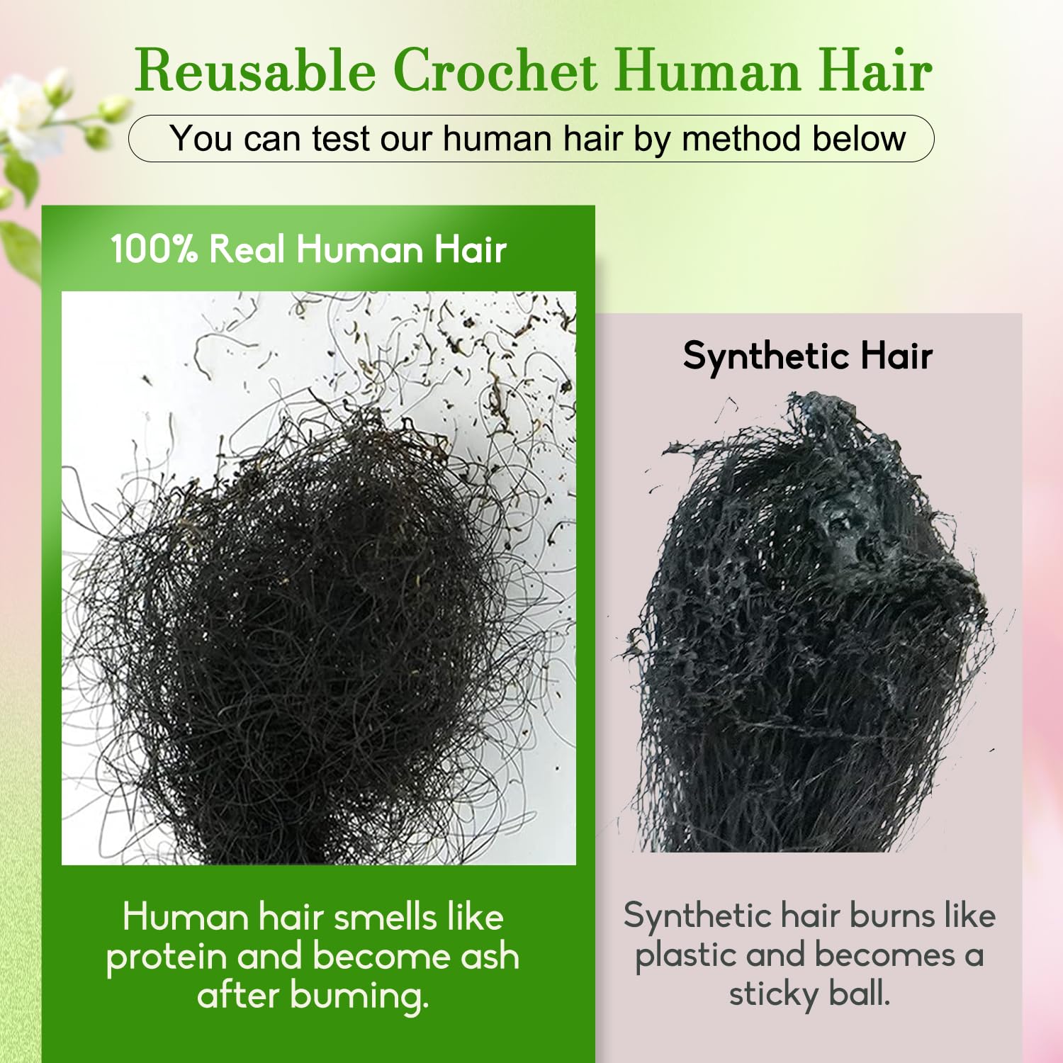 Human Crochet Hair for Black Women. Burmese Curly Crochet Human Hair.24 Inch 120g Pre-Separated Feather Invisible Miracle Knots Hair. Braiding Hair Extensions Soft Lightweight Reusable Natural Black