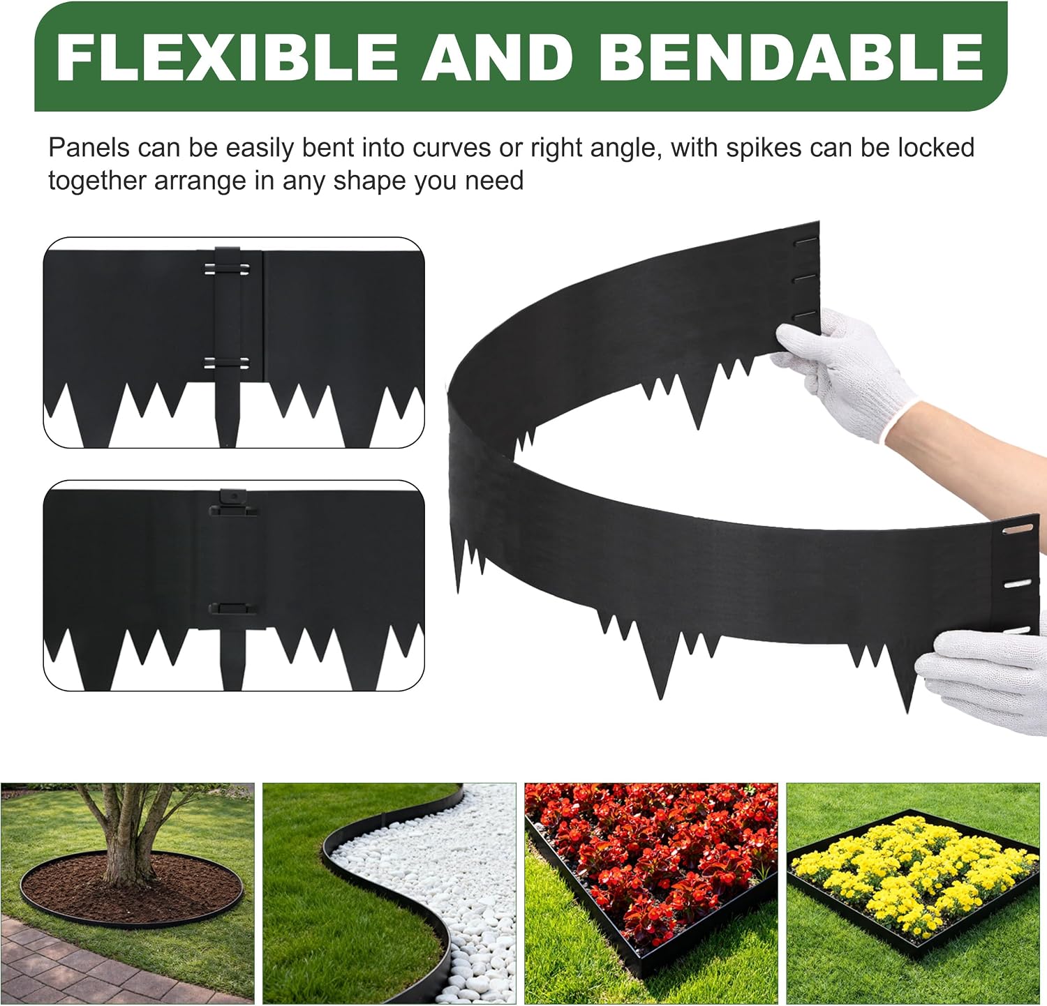Galvanized Steel Landscape Edging Border 10 Packs 42'' L x 6.5'' H. Metal Landscape Garden Edging Border with 10 Stakes. Hammer-in Lawn Edging for Landscaping. Flower Bed. Yard. Pathway (35ft Total)