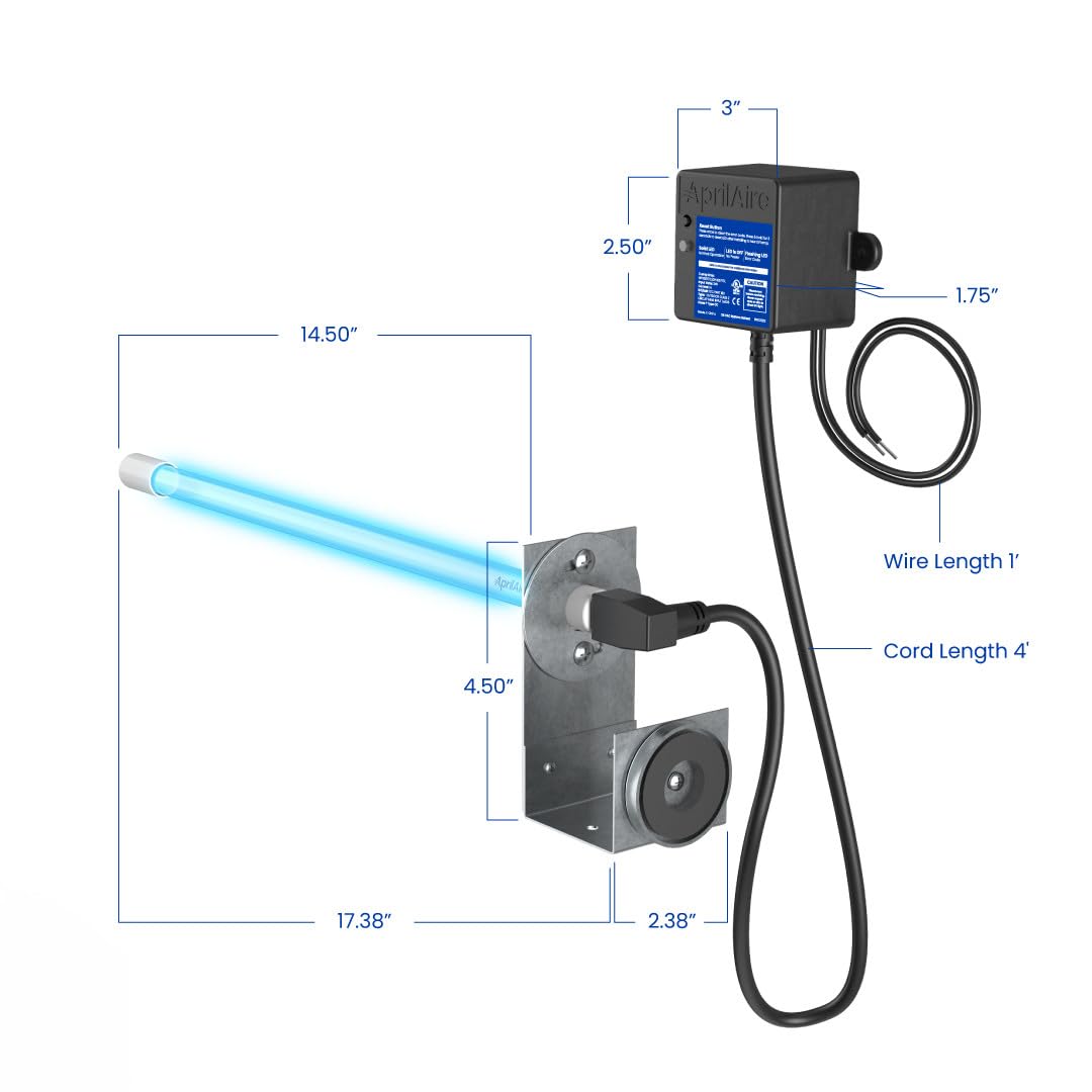 AprilAire AUV24V Residential Whole-House Ultraviolet Light UVC Chemical Free Coil Cleaner. 16 Bulb. 254nm. 17W 24V. Two HVAC Mounting Options