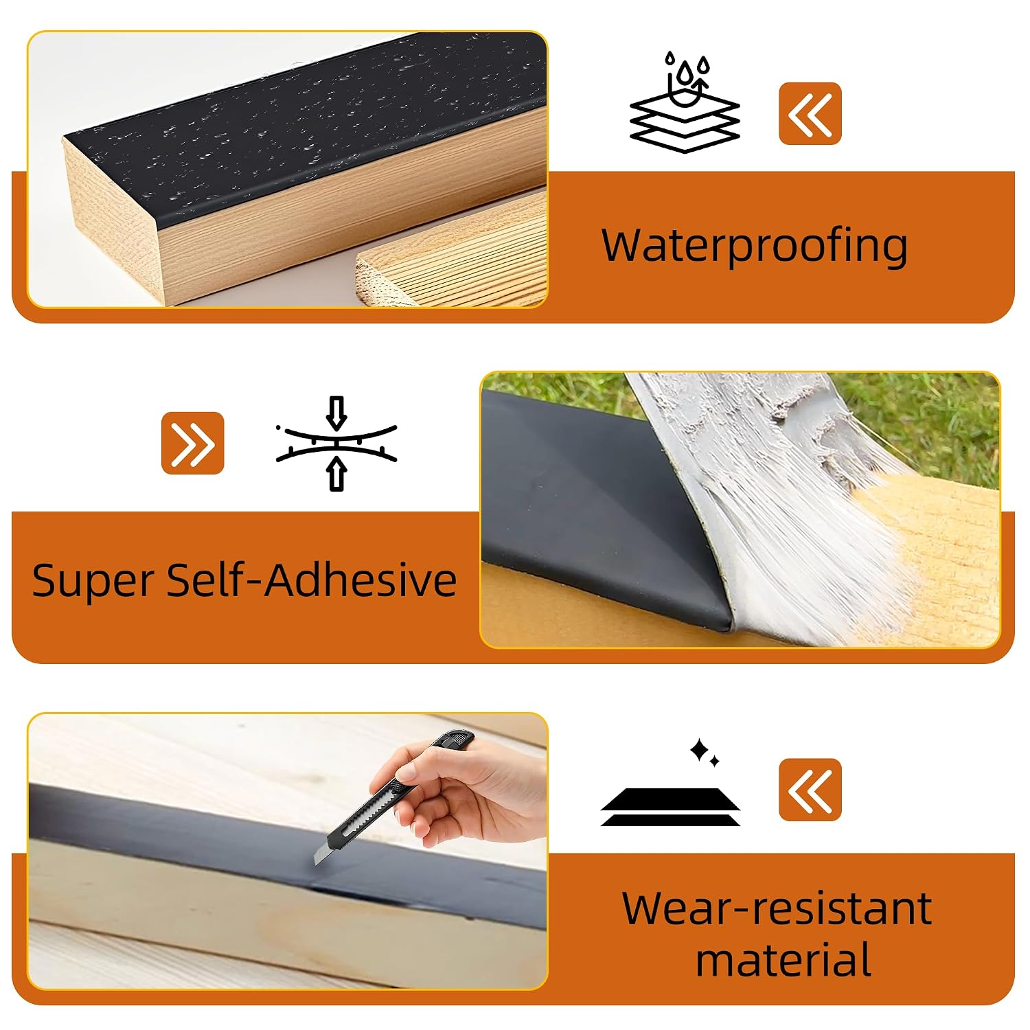 JOAPRIL Joist Tape for Decking 1-5/8 x 50' 24 Pack | Butyl Tape. Waterproof Seal. Weather-Resistant. Self-Adhesive Flashing Tape. For Wood Decks. Beams And Roofs
