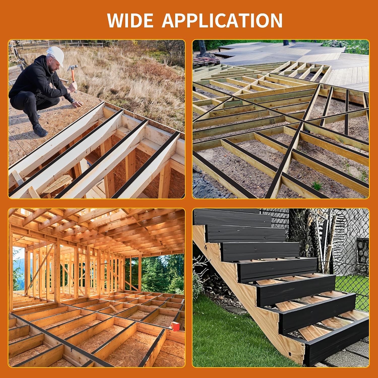 JOAPRIL Joist Tape for Decking 1-5/8 x 50' 24 Pack | Butyl Tape. Waterproof Seal. Weather-Resistant. Self-Adhesive Flashing Tape. For Wood Decks. Beams And Roofs