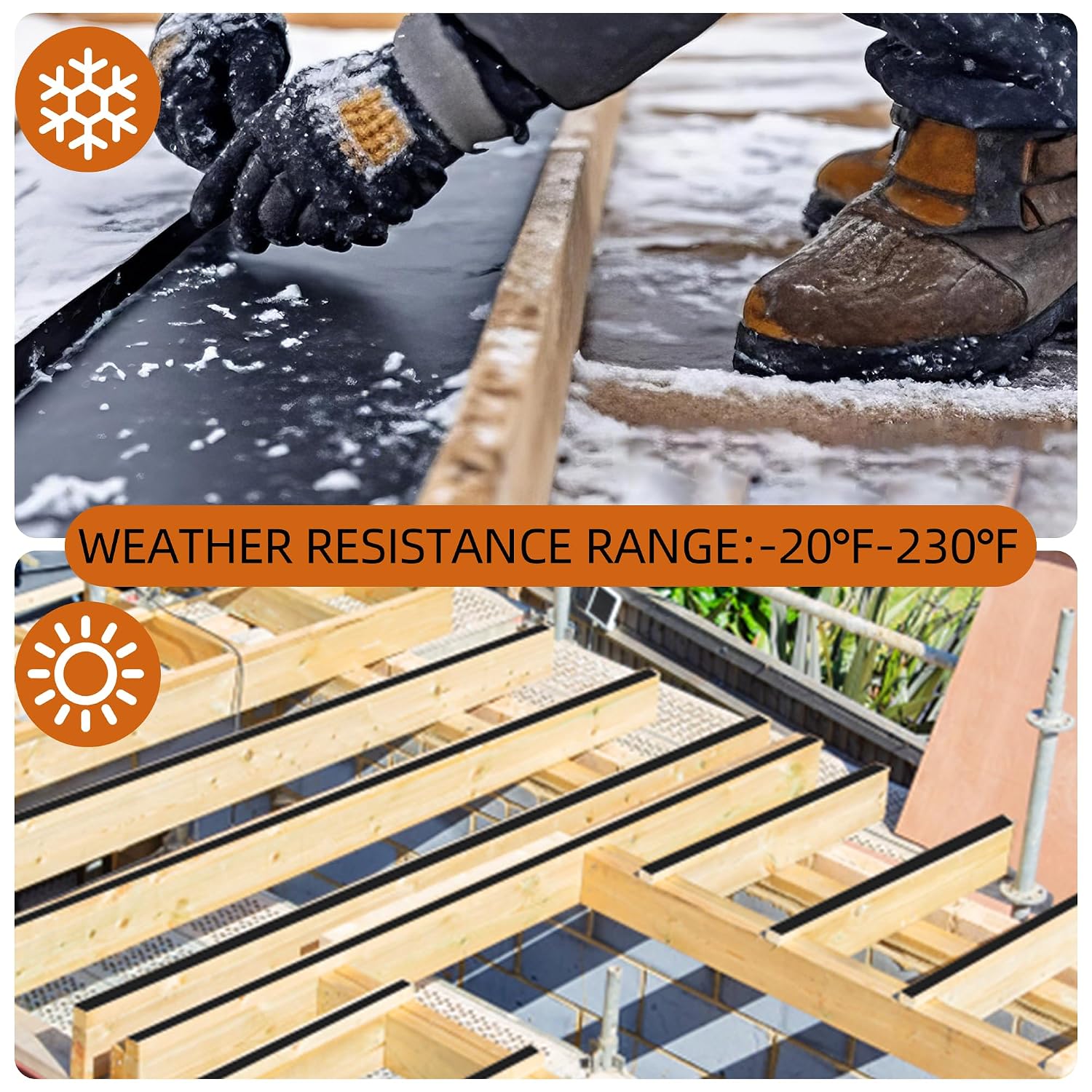 JOAPRIL Joist Tape for Decking 1-5/8 x 50' 24 Pack | Butyl Tape. Waterproof Seal. Weather-Resistant. Self-Adhesive Flashing Tape. For Wood Decks. Beams And Roofs