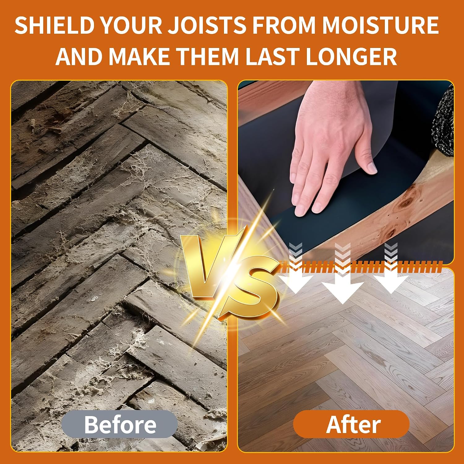JOAPRIL Joist Tape for Decking 1-5/8 x 50' 24 Pack | Butyl Tape. Waterproof Seal. Weather-Resistant. Self-Adhesive Flashing Tape. For Wood Decks. Beams And Roofs