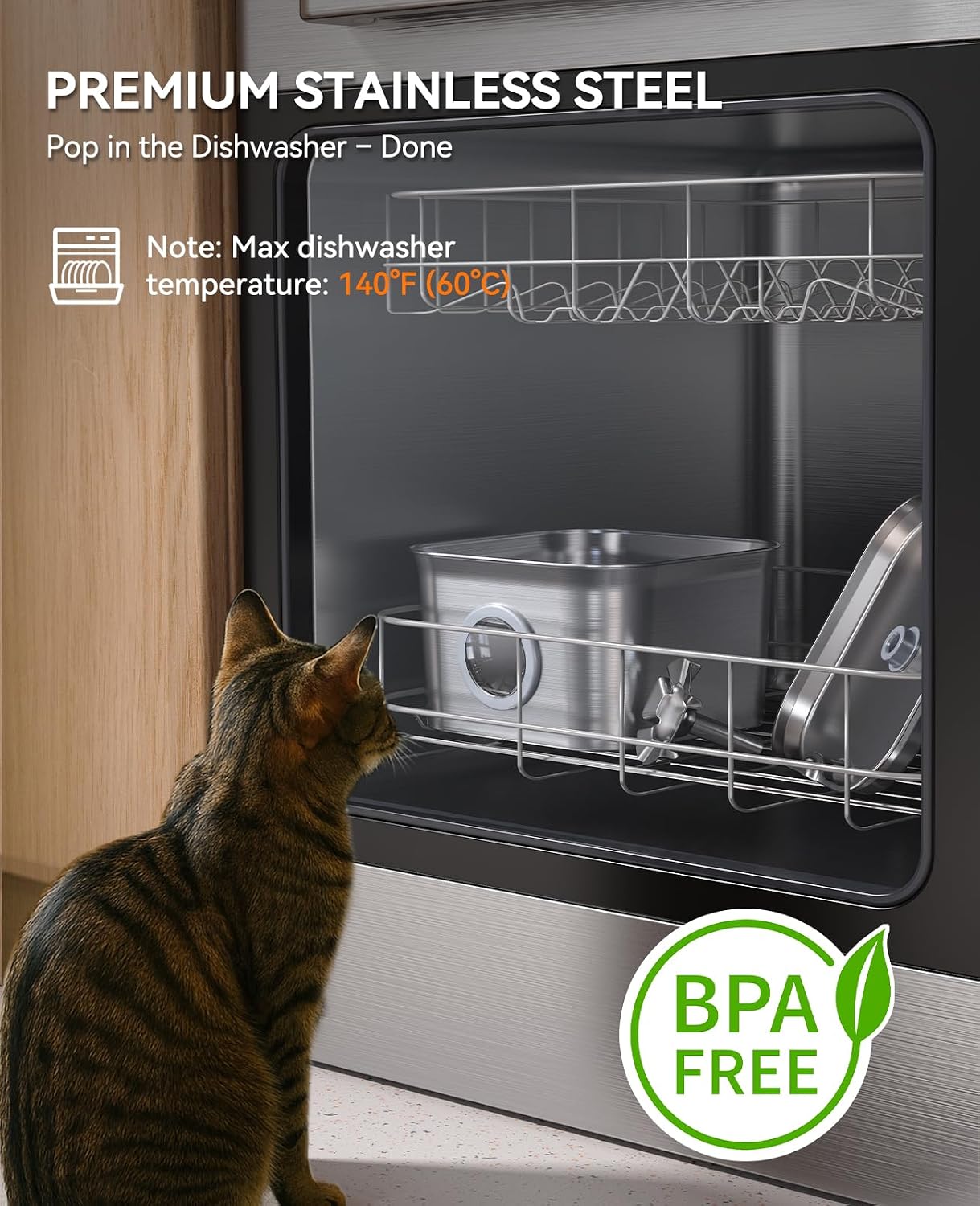 Stainless Steel Cat Water Fountain. 99oz/2.8L Auto Pet Drinking Fountain with 20dB Ultra-Quiet Pump- Ideal for Timid Pets. LED Water Level Window. Dishwasher Safe. 24/7 Circulating Flow - FEELNEEDY