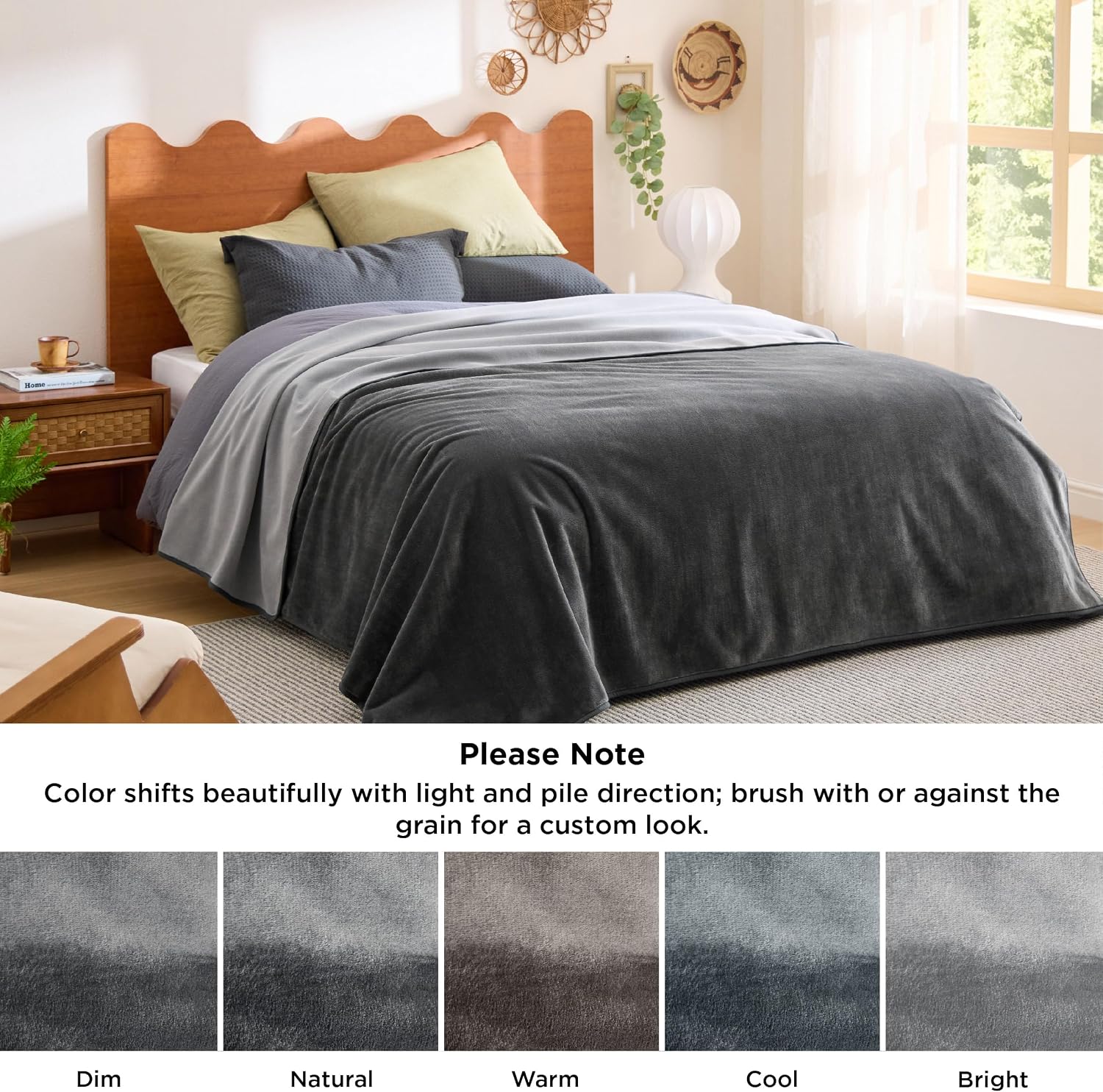 Bedsure Waterproof Blanket for Bed Soft Flannel Fleece. Queen 86x90 Grey | Dog Blankets for Large Senior Dogs .Couch Cover Throw for Pet Leakproof. Furniture Protector for Travel Camping