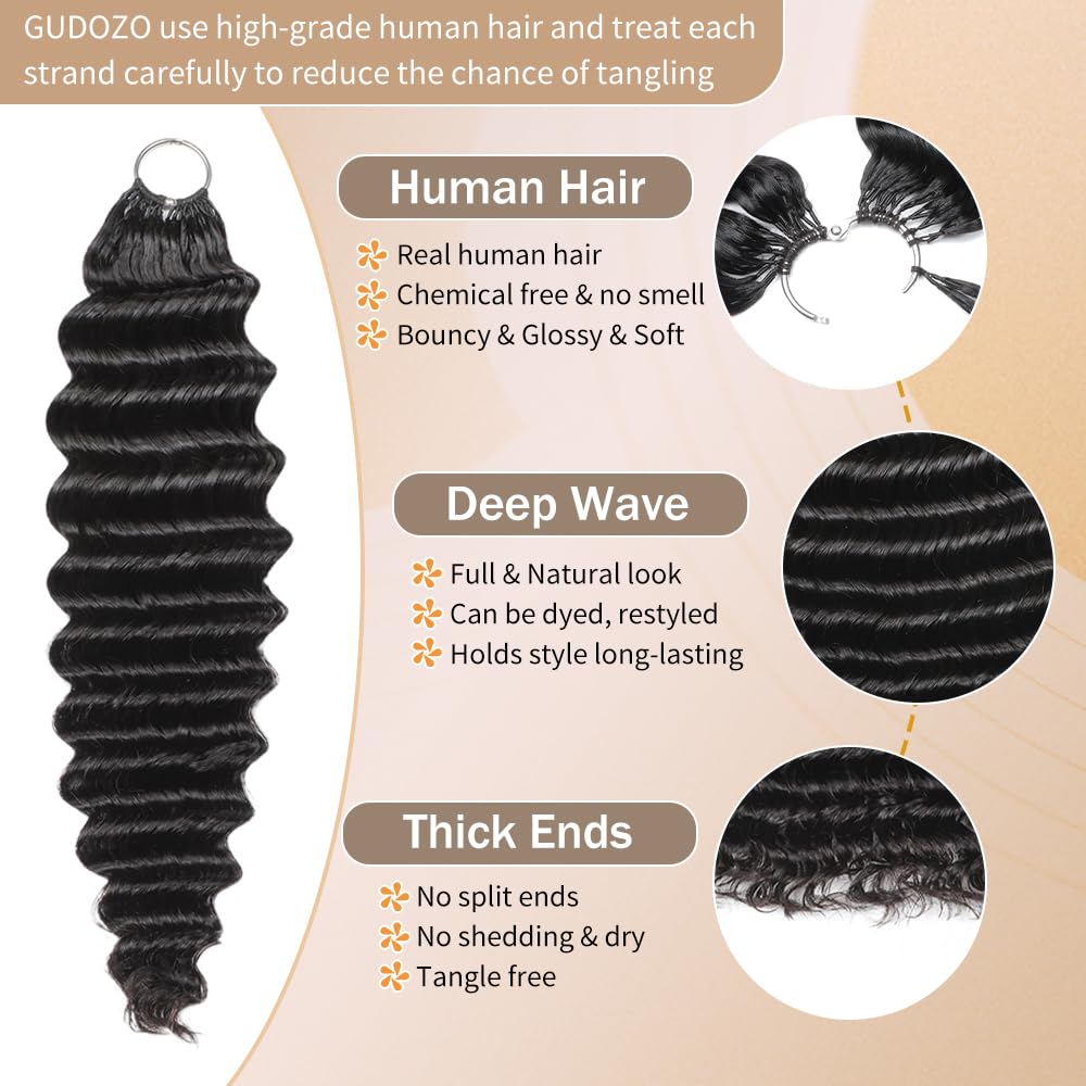 Pre Separated Feather Crochet Human Hair Ombre 24 Inch 125g Deep Wave Human Crochet Hair for Black Women Invisible Crochet Hair Extensions Human Hair Crochet Bundles 100 Strands T27#