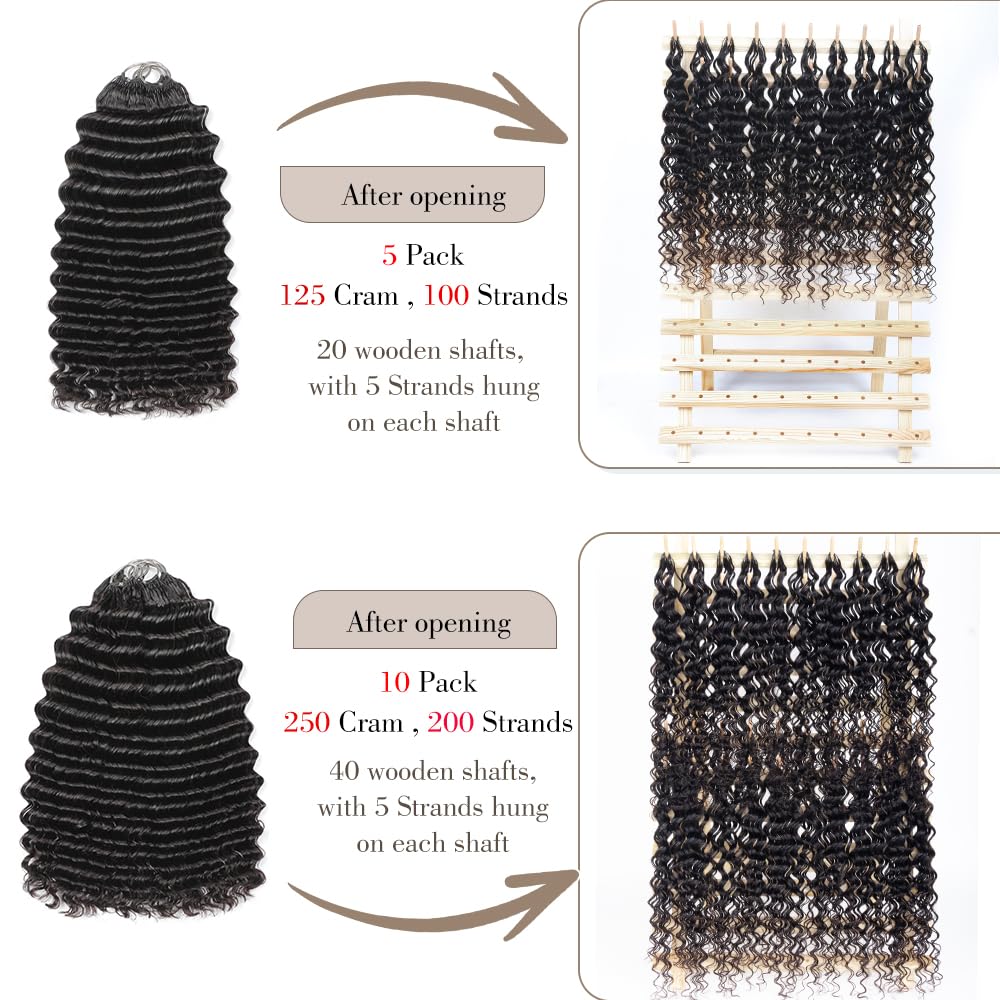 Pre Separated Feather Crochet Human Hair Ombre 24 Inch 125g Deep Wave Human Crochet Hair for Black Women Invisible Crochet Hair Extensions Human Hair Crochet Bundles 100 Strands T27#