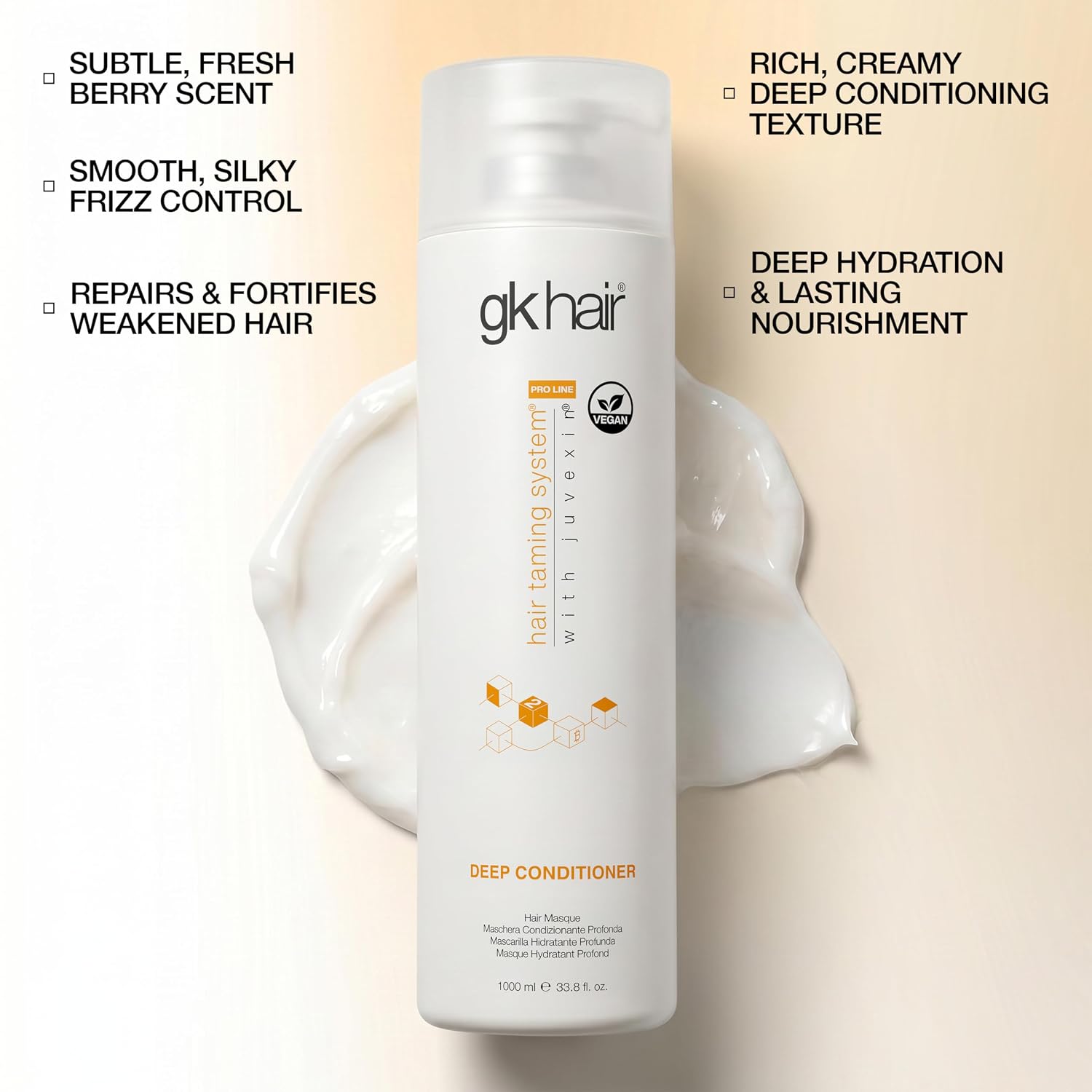 GK HAIR Deep Conditioner Hair Masque 33.8 Oz – Salon Size Deep Conditioning Hair Mask for Dry Damaged Hair. Hydrating Repair Treatment with Jojoba Oil. Anti Frizz & Strengthening Care