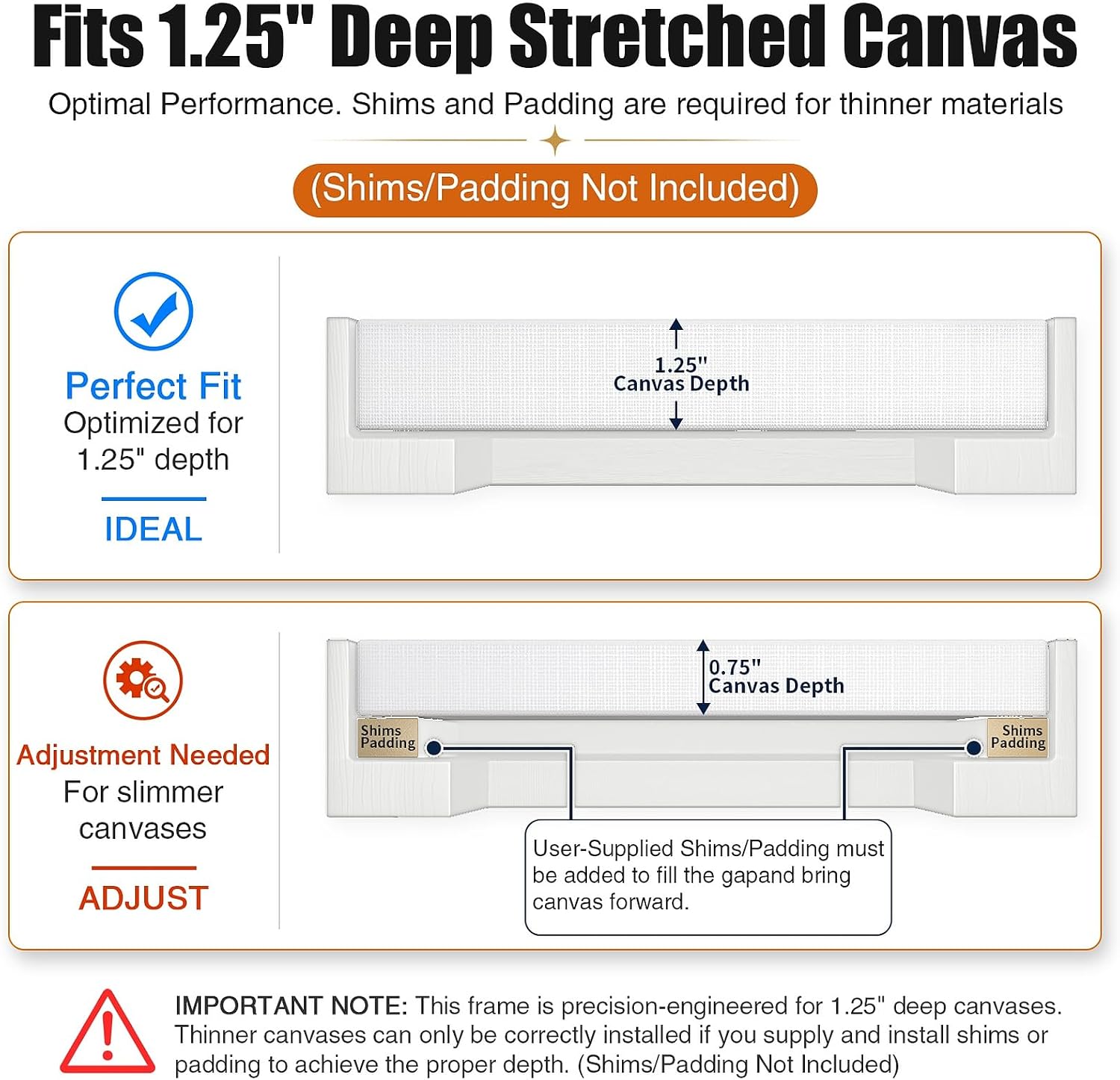 Amazon.com - Sunwes Canvas Floater Frame for 1–1.25Deep Gallery Wrapped Canvas. Wood-Look Floating Frame Wall Artwork for Oil Paintings. Gallery Bedroom. Living Room. Studio. Made in USA(White.20x30)