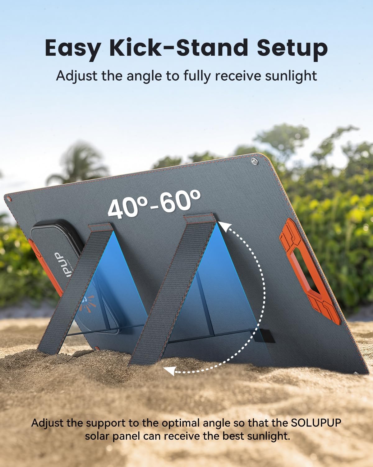 SOLUPUP 100W Portable Solar Panel for Power Station. 23.5% High Efficiency Foldable Solar Charger with DC/XT60/Anderson Cable. QC3.0 USB Outputs. IP65 Waterproof for Outdoor Camping RV Off-Grid
