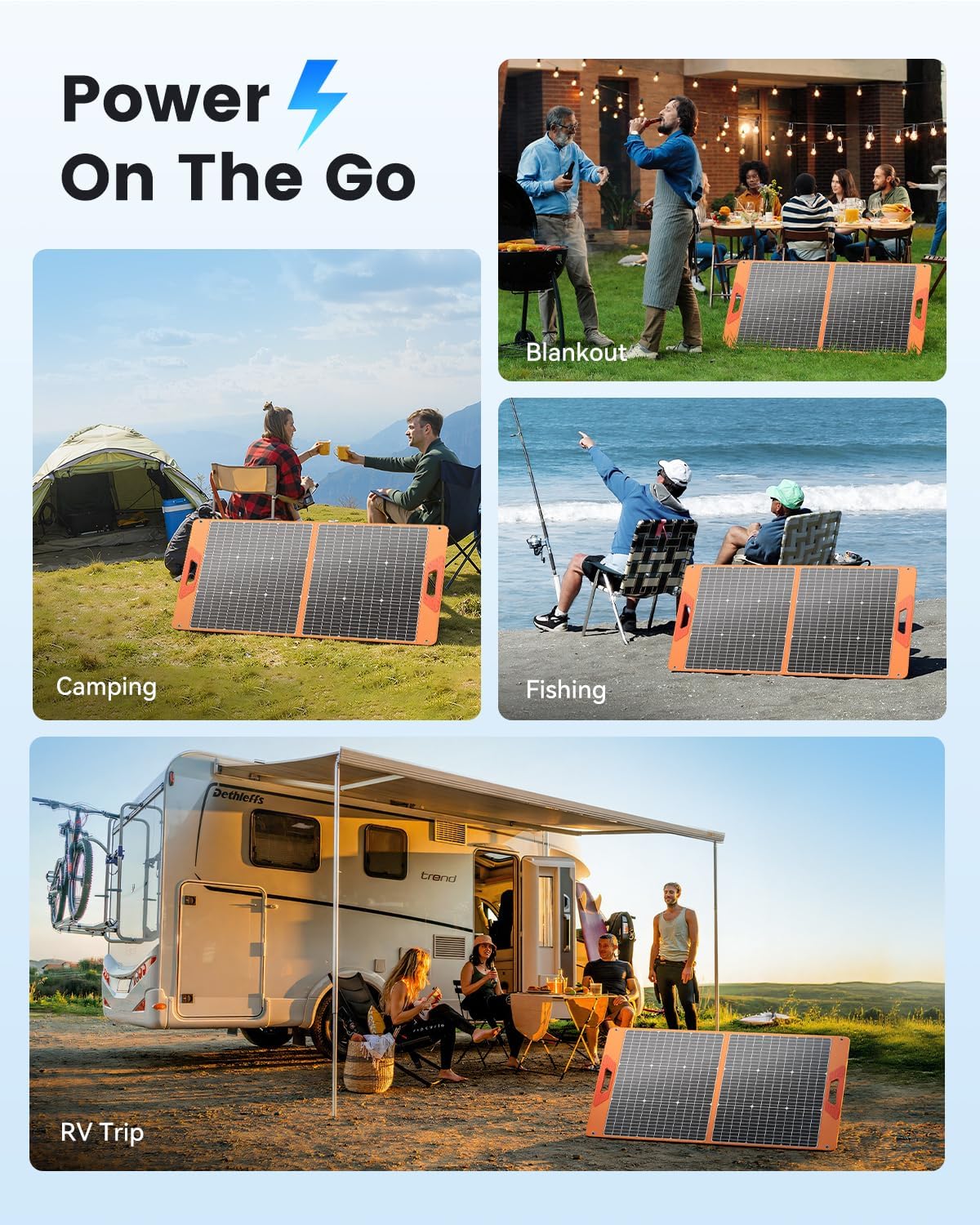 SOLUPUP 100W Portable Solar Panel for Power Station. 23.5% High Efficiency Foldable Solar Charger with DC/XT60/Anderson Cable. QC3.0 USB Outputs. IP65 Waterproof for Outdoor Camping RV Off-Grid