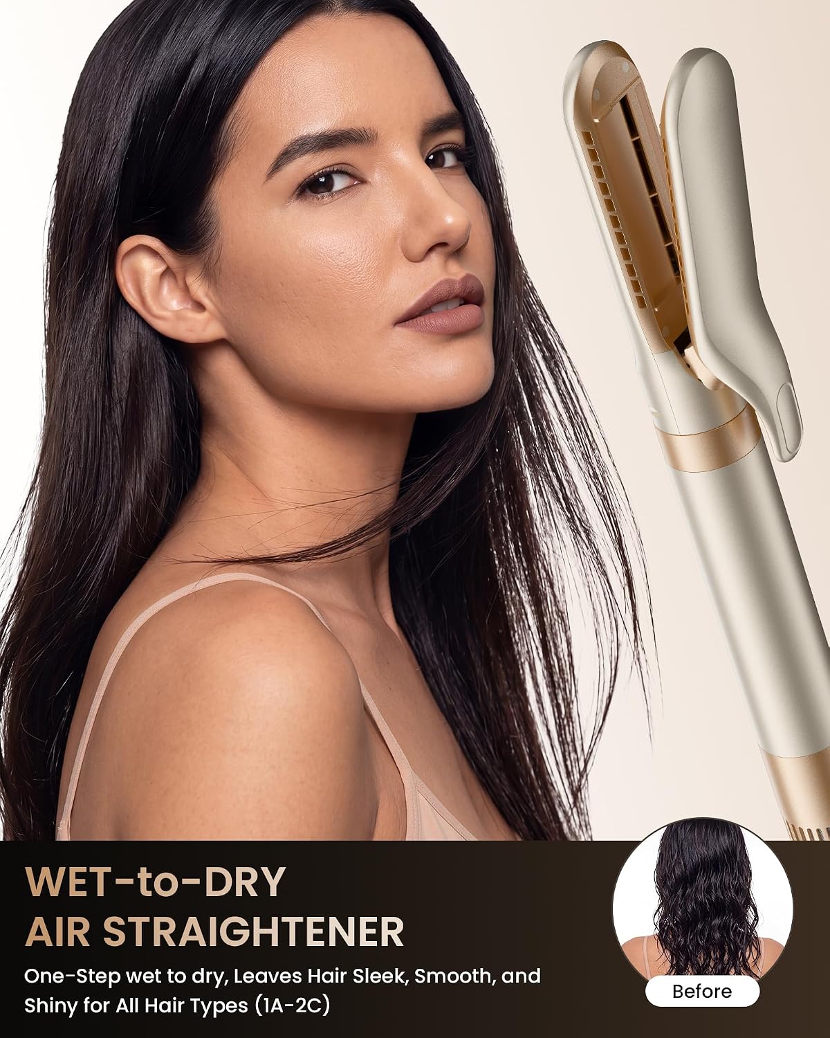 MESCOMB 6 in 1 Wet to Dry Air Straightener & Blow Dryer. 1500W Hot Air Styler Wrap. Fast Drying Blowout Brush with Negative Ion Care for Smoothing. Curling. Volumizing and Frizz Control