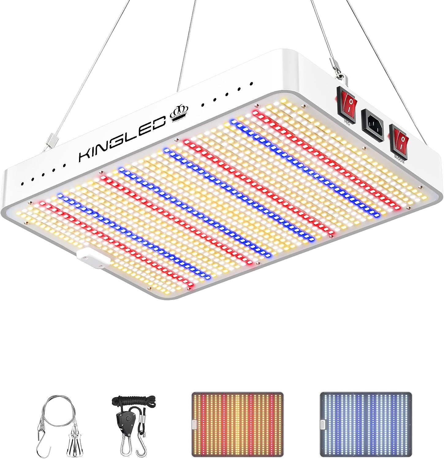 KingLED KP2000 Grow Light for Indoor Plants. Full Spectrum Plant Grow Light | 200W Dimmable LED Growing Light with Veg & Bloom Mode. High PPFD Plant Lamp for Indoor Seed Starting. Fits 3x3/3x4 Grow Tent
