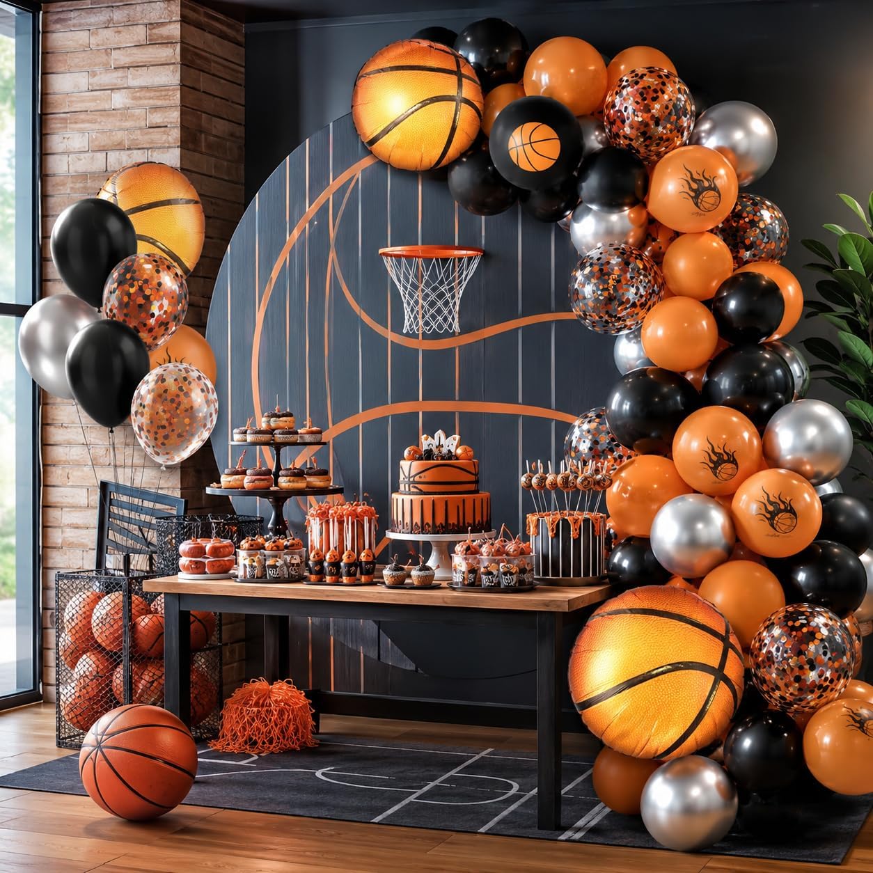 Basketball Balloons. 12 Inch Sport Basketball Themed Boys Party Decorations | Includes Basketball Foil Balloons. Decorations For Sports Birthday. Baby Shower And Graduation Celebrations