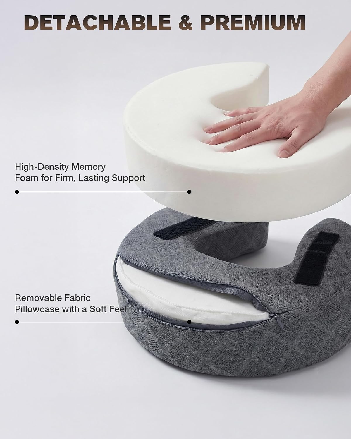 Massage Headrest for Bed. Massage Face Cradle for Bed Adjustable 18 Height | Massage Head Holder for Home Salon Spa Facial. Comfortable Face Down Pillow with Armrest & Breast Pillow. Tool-free Setup