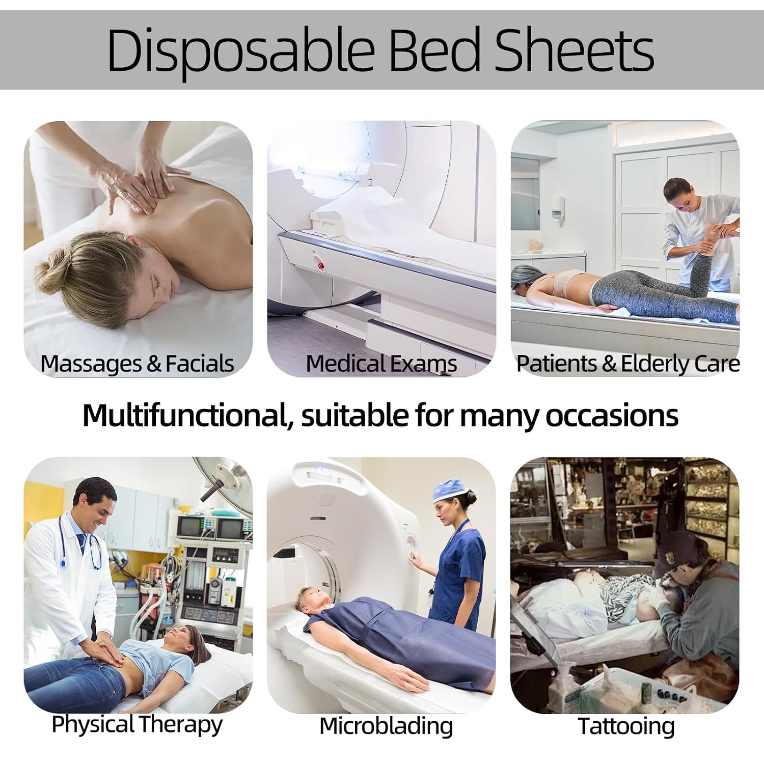 Jointown Disposable Massage Table Sheets-71 x 31.5 x 50 Sheets/Roll-30 g/㎡-6 Roll Non woven Bed Sheets with Face Hole -Soft and Durable Table Cove Ideal for Spa. Massage Table. Tattoo. Waxing Table
