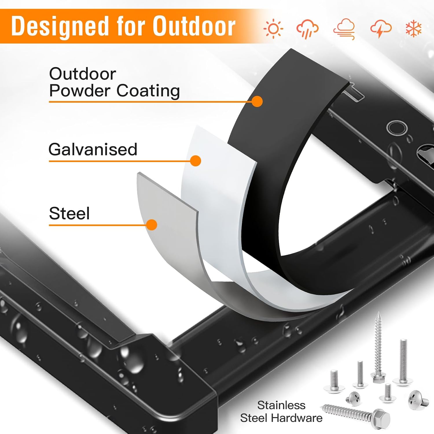 Outdoor TV Wall Mount Waterproof for 42-75 Inch TVs. 37.9 Long Extend Arm | Weatherproof Corner TV Bracket Antirust for Patio Gazebo. Full Motion Swviel. Tilt. Level. Max VESA 600x400mm. Holds 99 lbs.