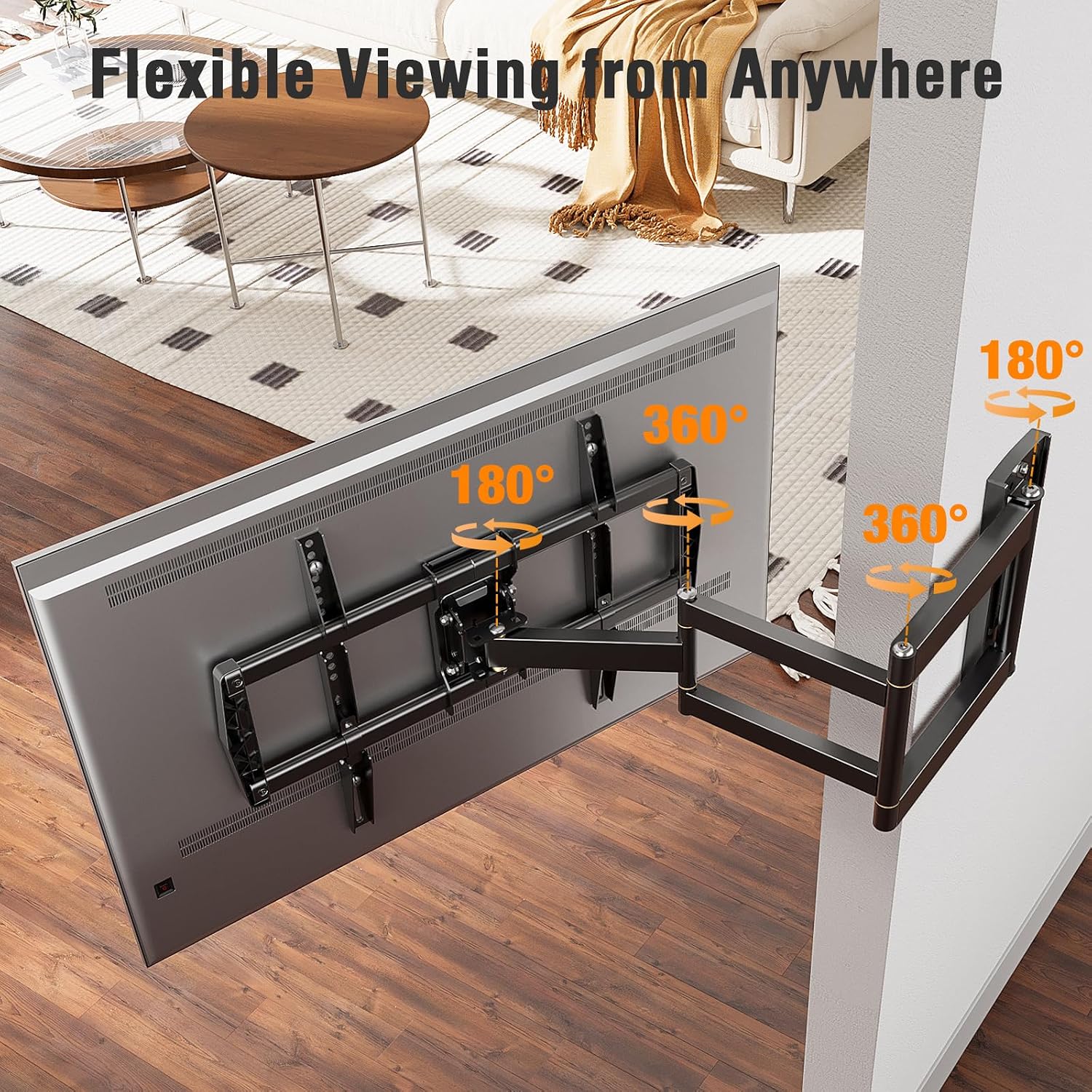 Outdoor TV Wall Mount Waterproof for 42-75 Inch TVs. 37.9 Long Extend Arm | Weatherproof Corner TV Bracket Antirust for Patio Gazebo. Full Motion Swviel. Tilt. Level. Max VESA 600x400mm. Holds 99 lbs.