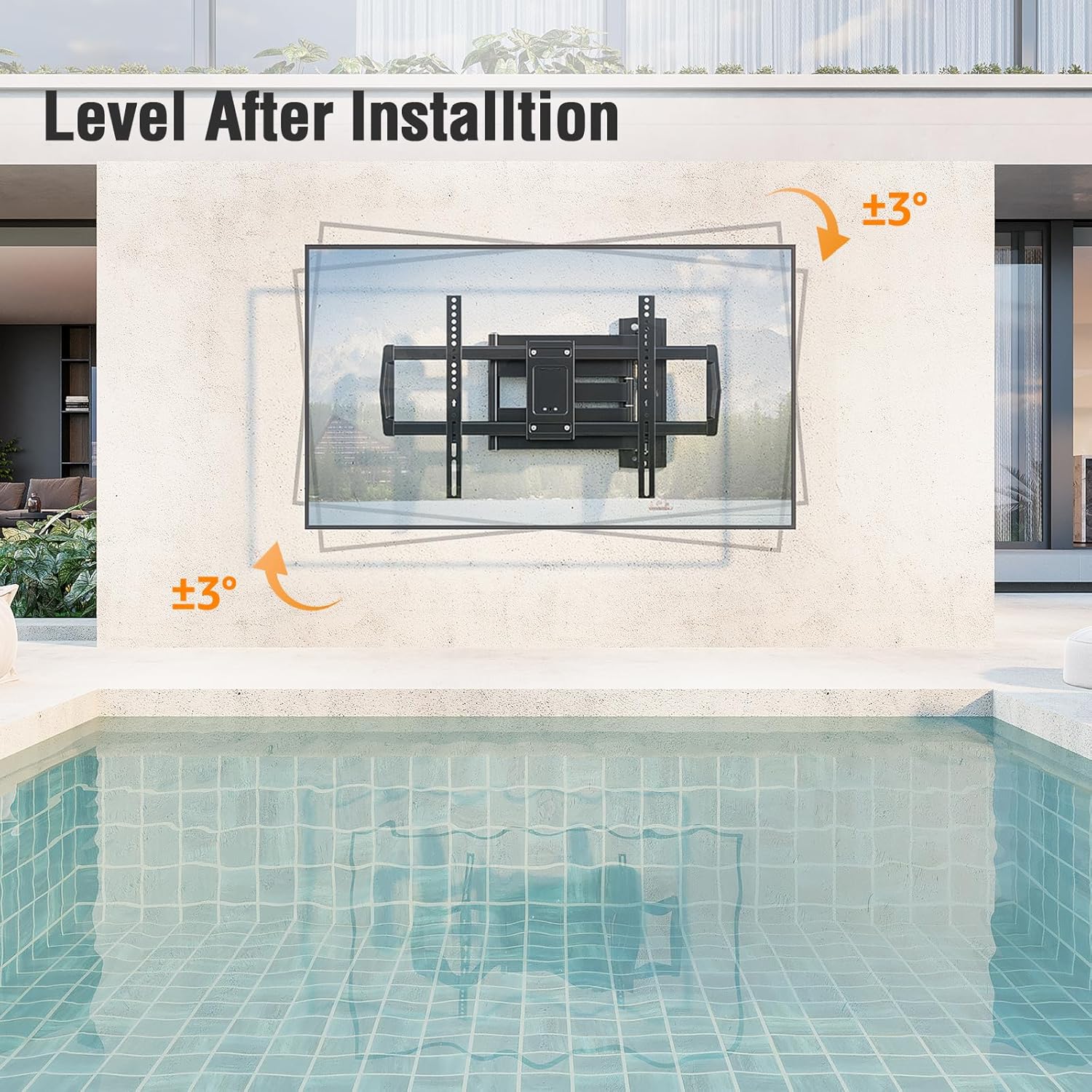 Outdoor TV Wall Mount Waterproof for 42-75 Inch TVs. 37.9 Long Extend Arm | Weatherproof Corner TV Bracket Antirust for Patio Gazebo. Full Motion Swviel. Tilt. Level. Max VESA 600x400mm. Holds 99 lbs.