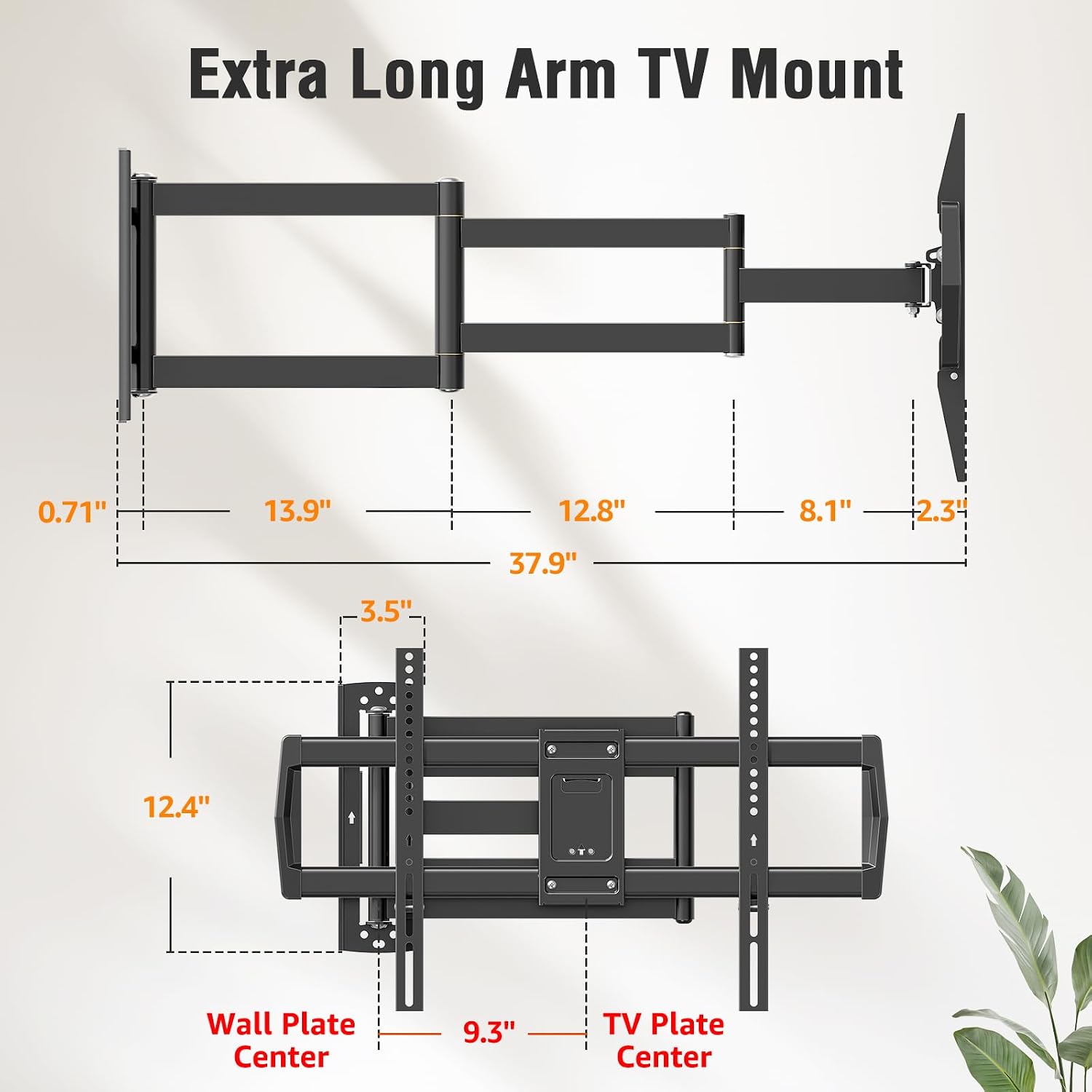 Outdoor TV Wall Mount Waterproof for 42-75 Inch TVs. 37.9 Long Extend Arm | Weatherproof Corner TV Bracket Antirust for Patio Gazebo. Full Motion Swviel. Tilt. Level. Max VESA 600x400mm. Holds 99 lbs.