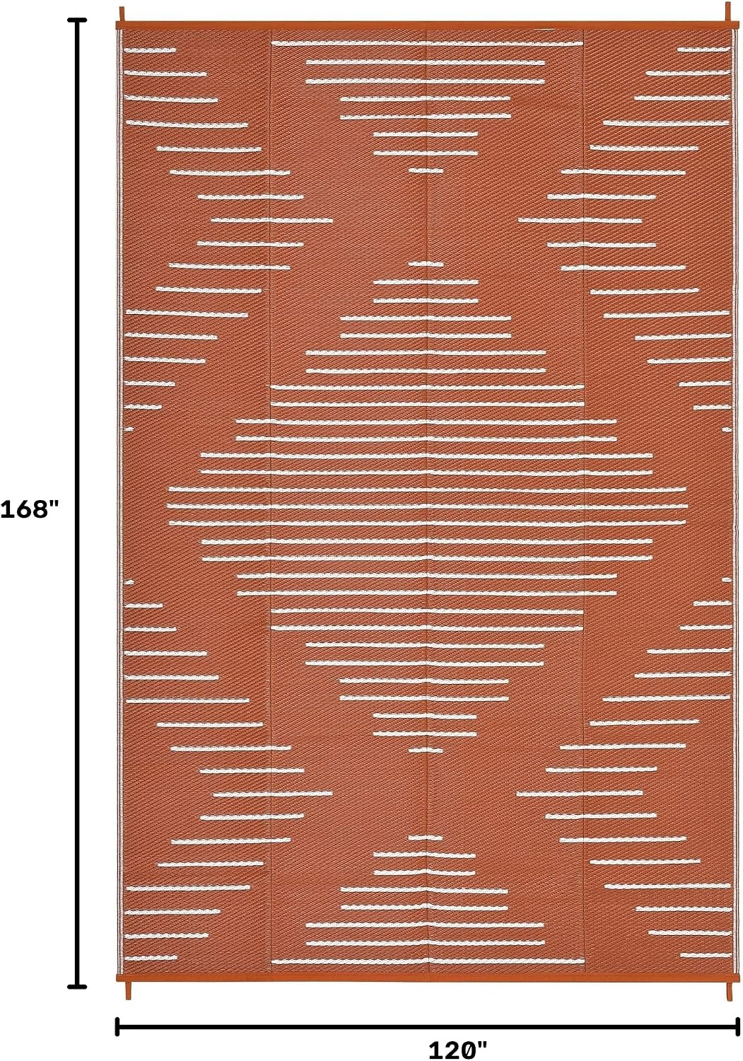 Garvee 10x14 Outdoor Waterproof Rugs for Backyard Terracotta White | Easy-Cleaning Plastic Reversible Rugs Indoor Outdoor RV Mat Carpet for Patio Backyard Porch RV Beach Picnic
